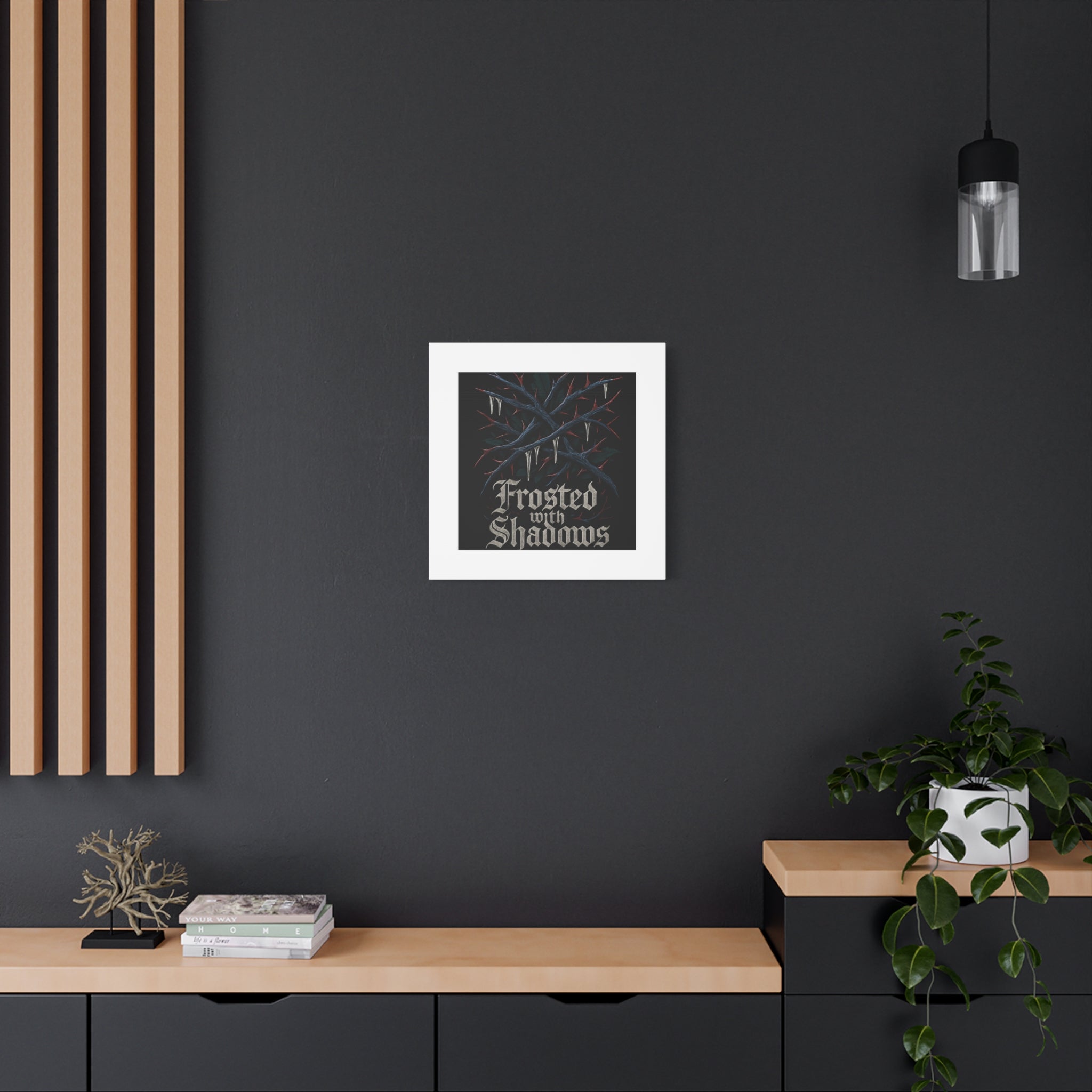 Frosted With Shadows Canvas Art — Gothic Winter Icicle Wall Decor