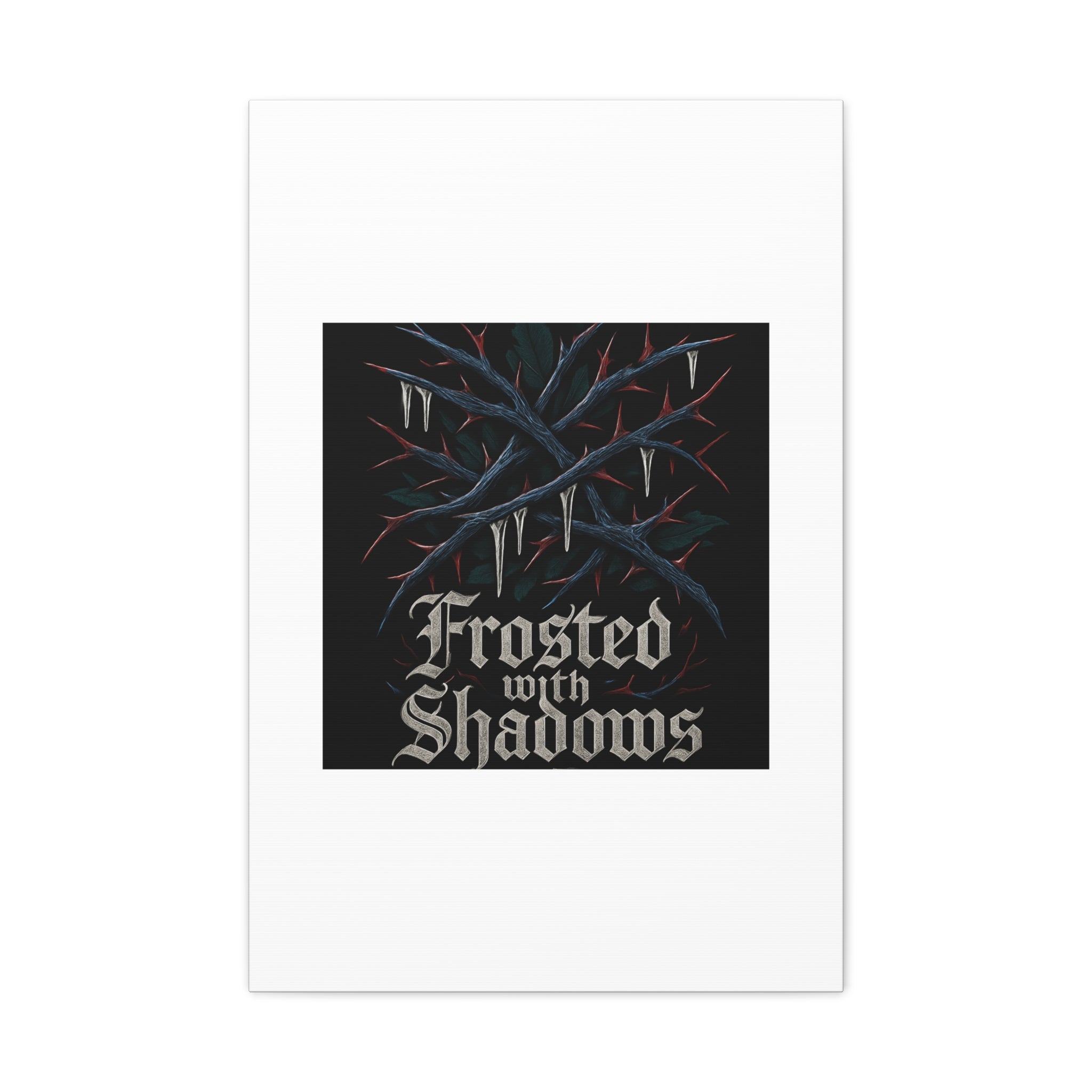 Frosted With Shadows Canvas Art — Gothic Winter Icicle Wall Decor