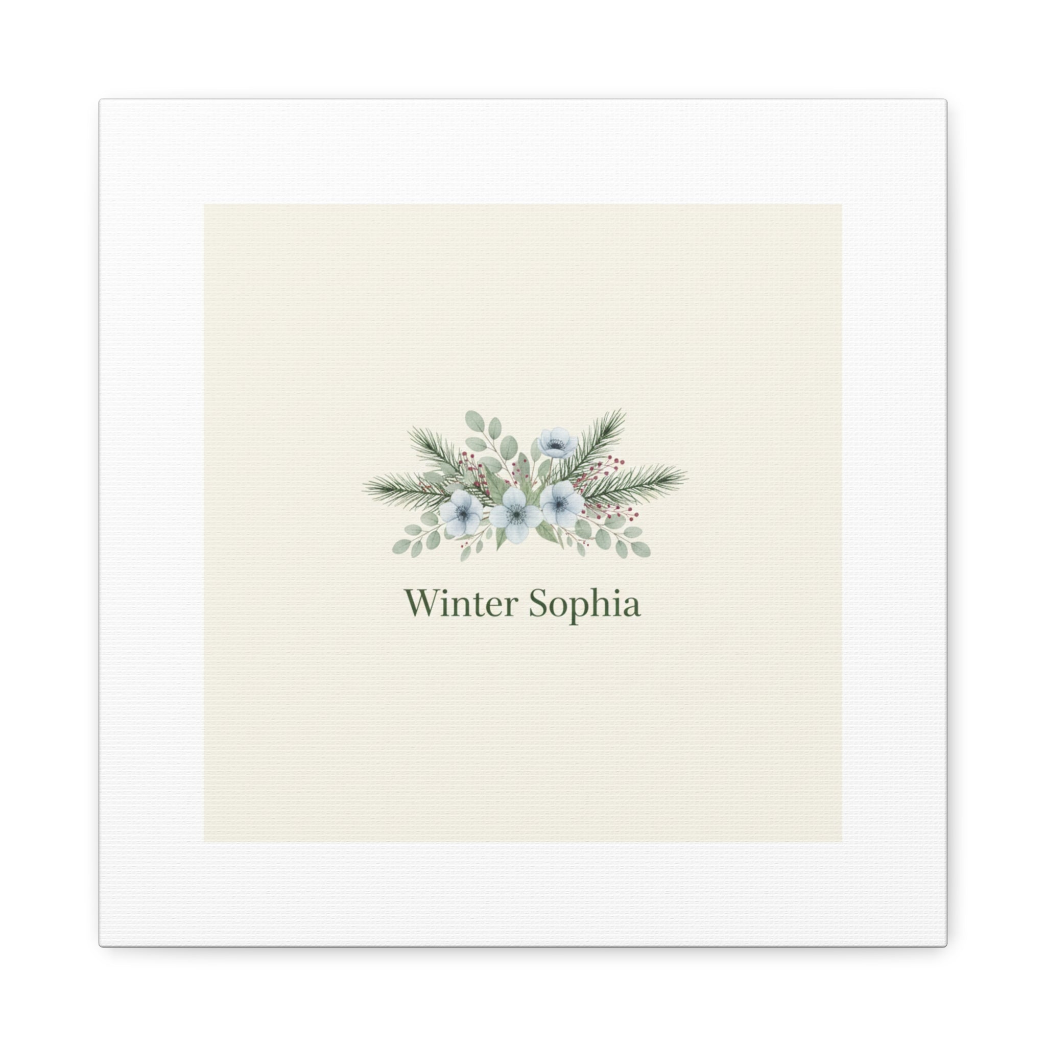 Winter floral wreath Canvas, pine branch botanical art | Minimal winter florals