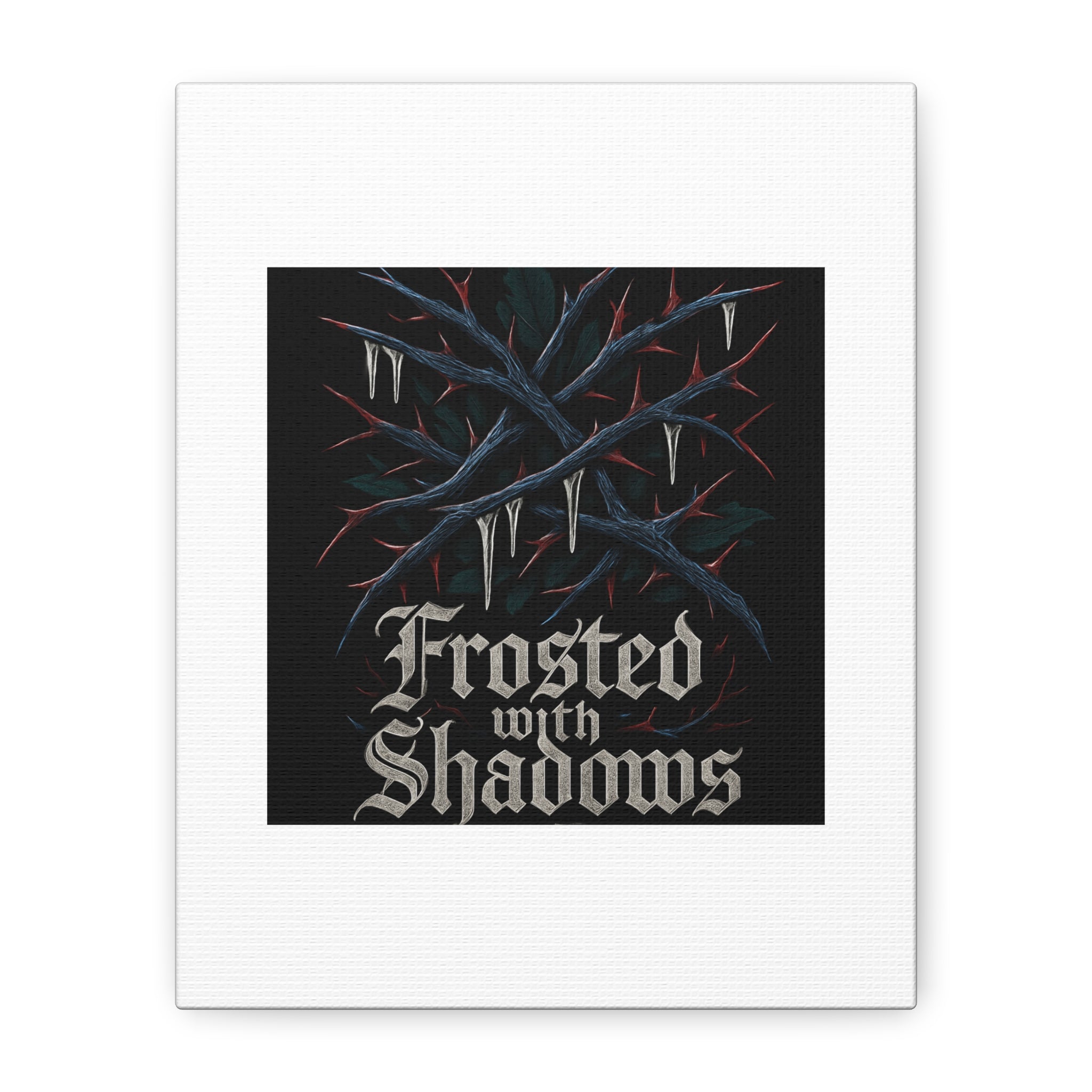 Frosted With Shadows Canvas Art — Gothic Winter Icicle Wall Decor