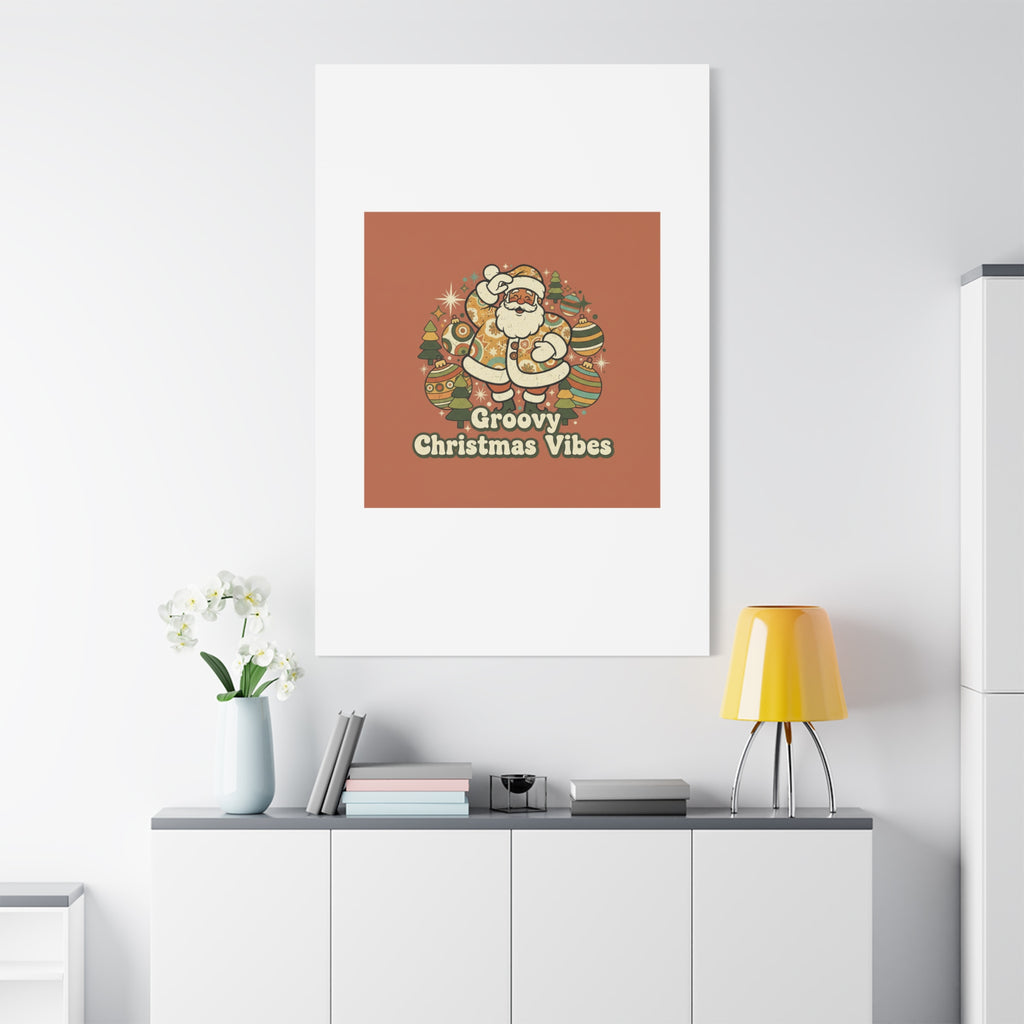 Groovy Christmas Vibes Canvas | 1970s Retro Holiday Art, Vintage Noel