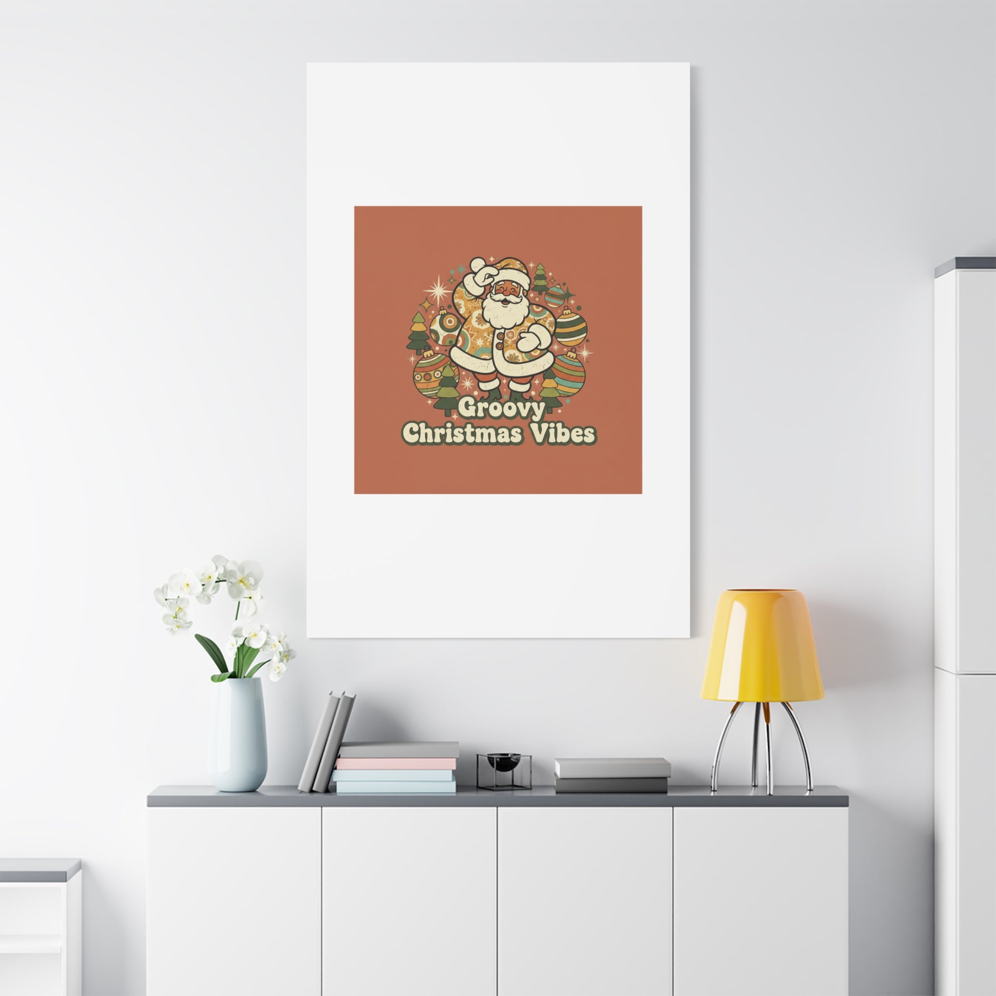 Groovy Christmas Vibes Canvas | 1970s Retro Holiday Art, Vintage Noel