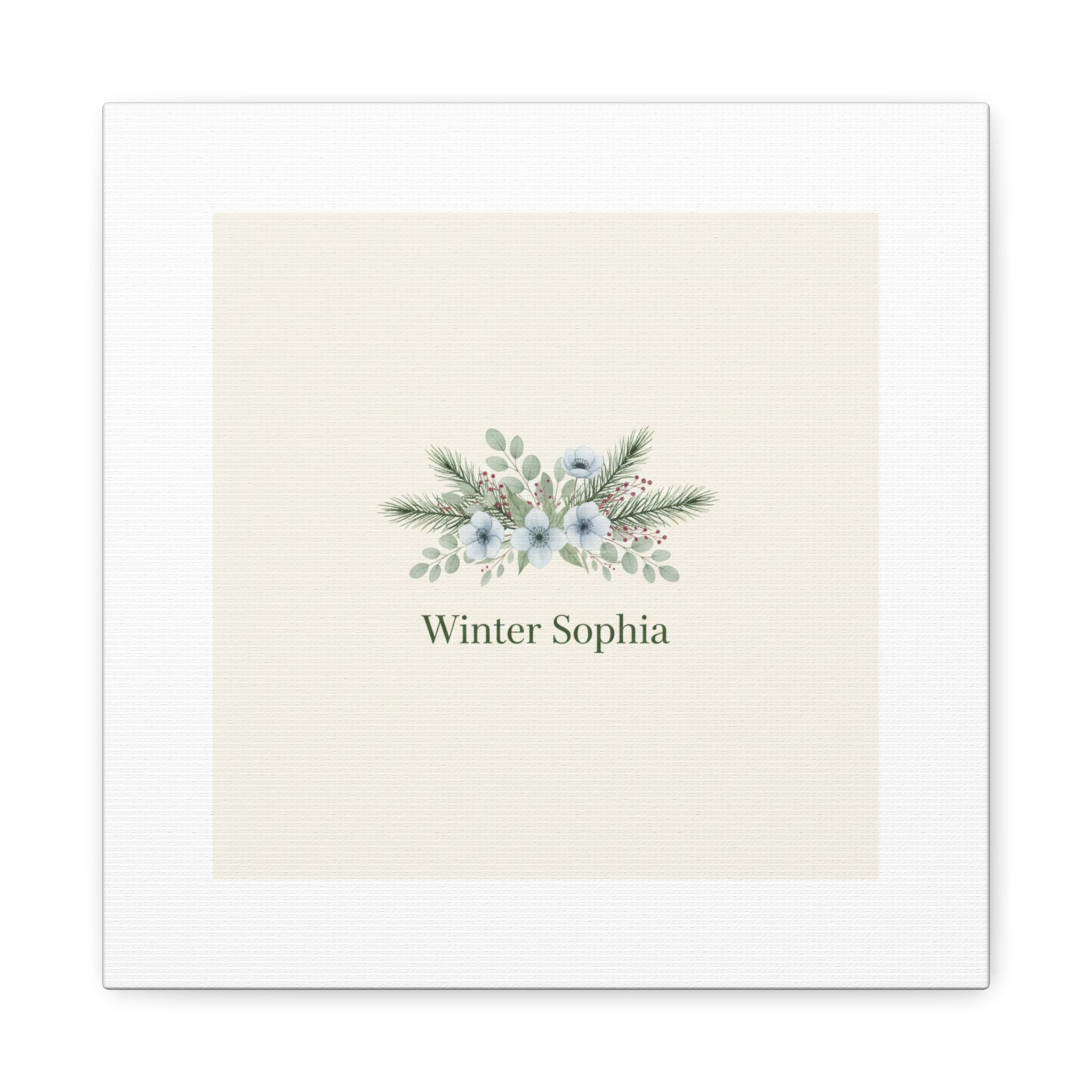 Winter floral wreath Canvas, pine branch botanical art | Minimal winter florals