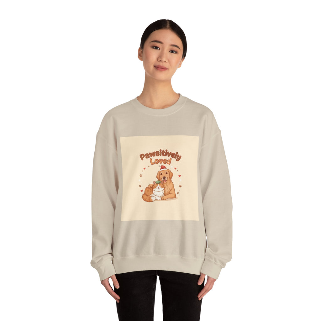 Pawsitively Loved Dog Illustration Sweatshirt | Senior Pet Holiday, Matching Pet Human