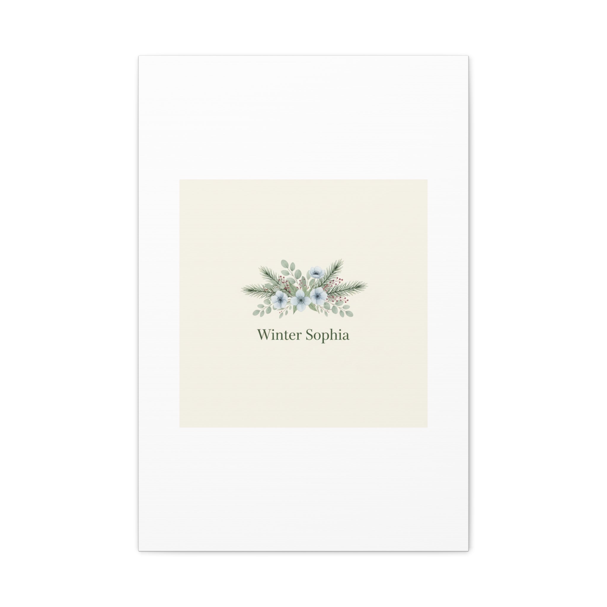 Winter floral wreath Canvas, pine branch botanical art | Minimal winter florals