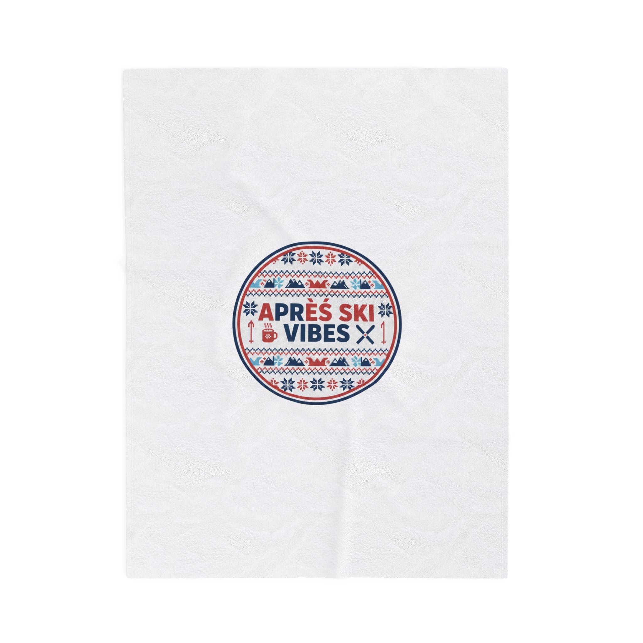 Après Ski Vibes Velveteen Plush Blanket, Fair Isle Ski Lodge Graphic