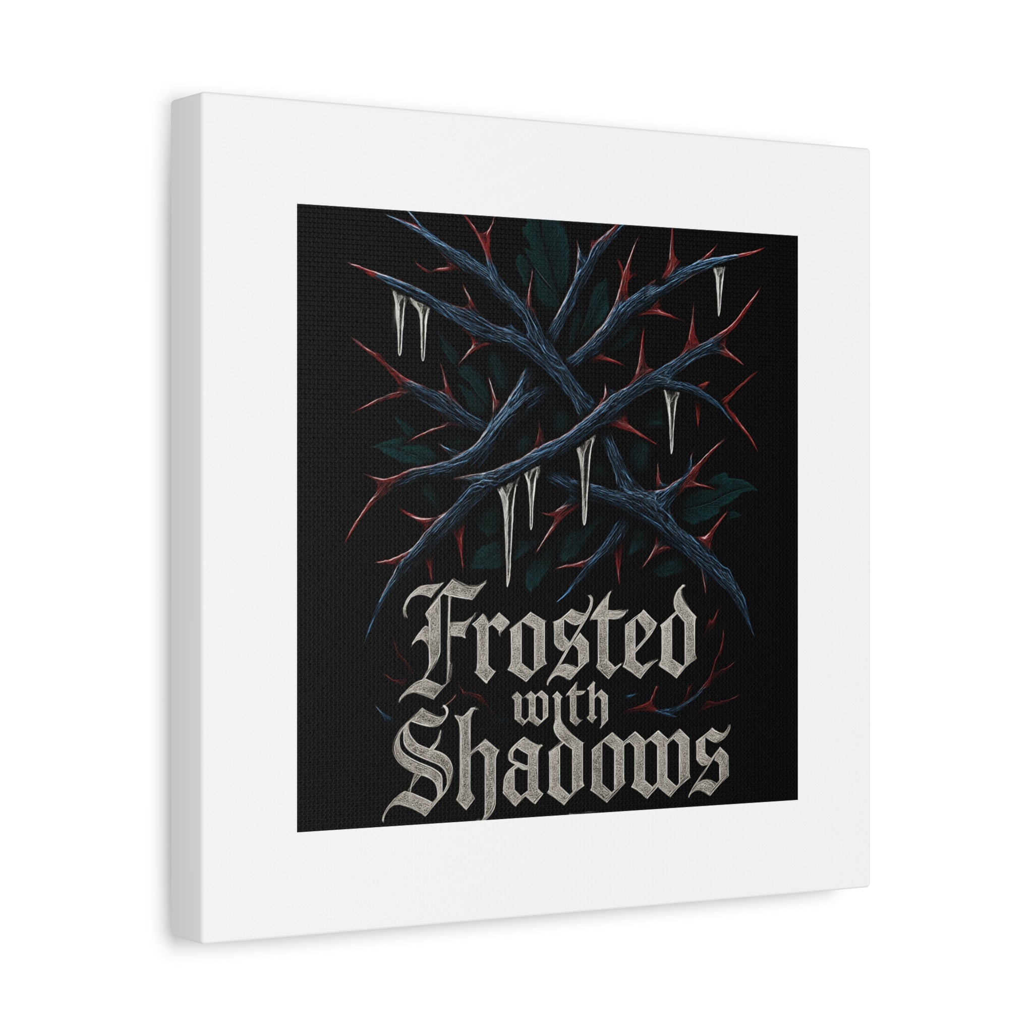 Frosted With Shadows Canvas Art — Gothic Winter Icicle Wall Decor