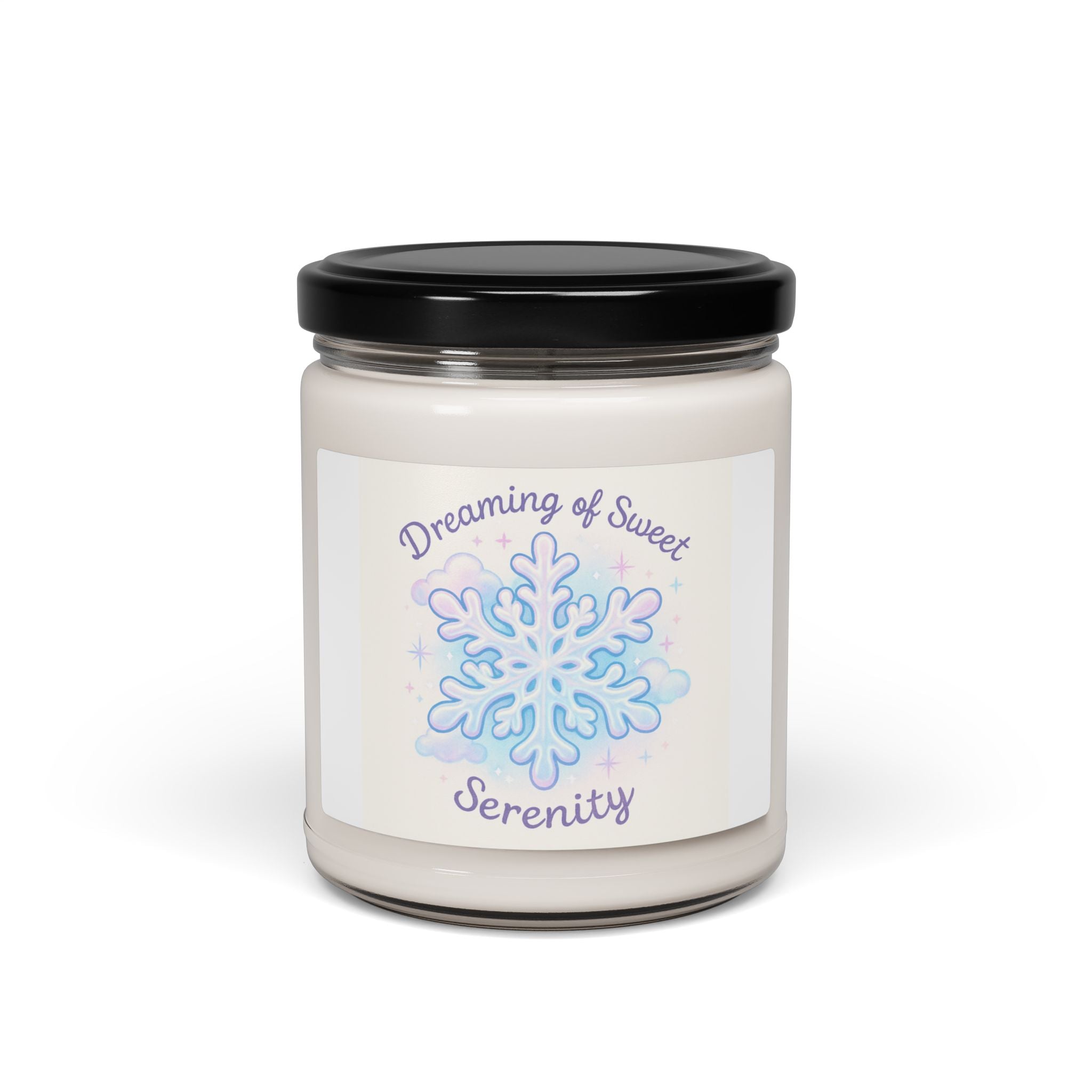 Soy Candle — "Dreaming of Sweet Serenity" Snowflake Scented Jar (9 oz)