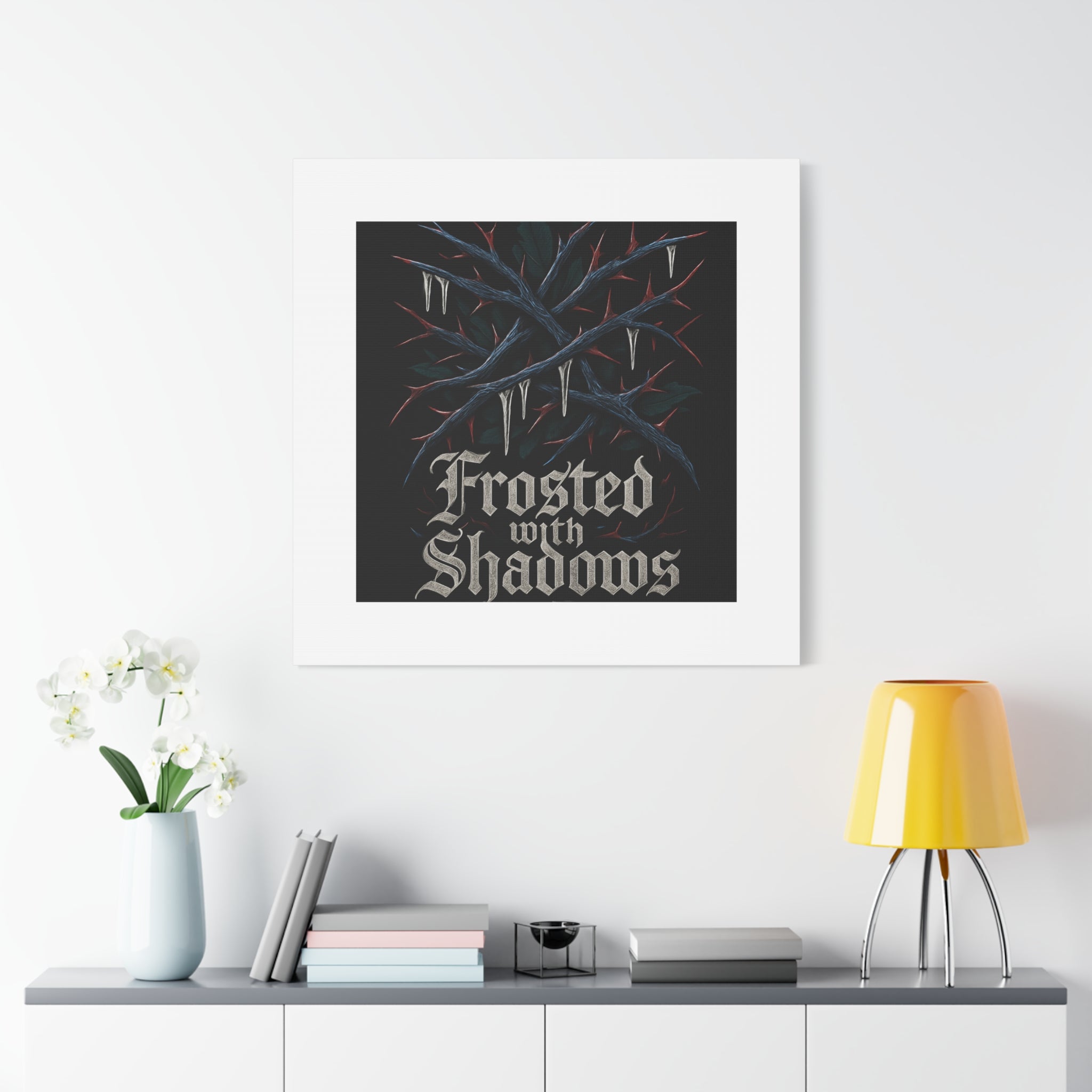 Frosted With Shadows Canvas Art — Gothic Winter Icicle Wall Decor