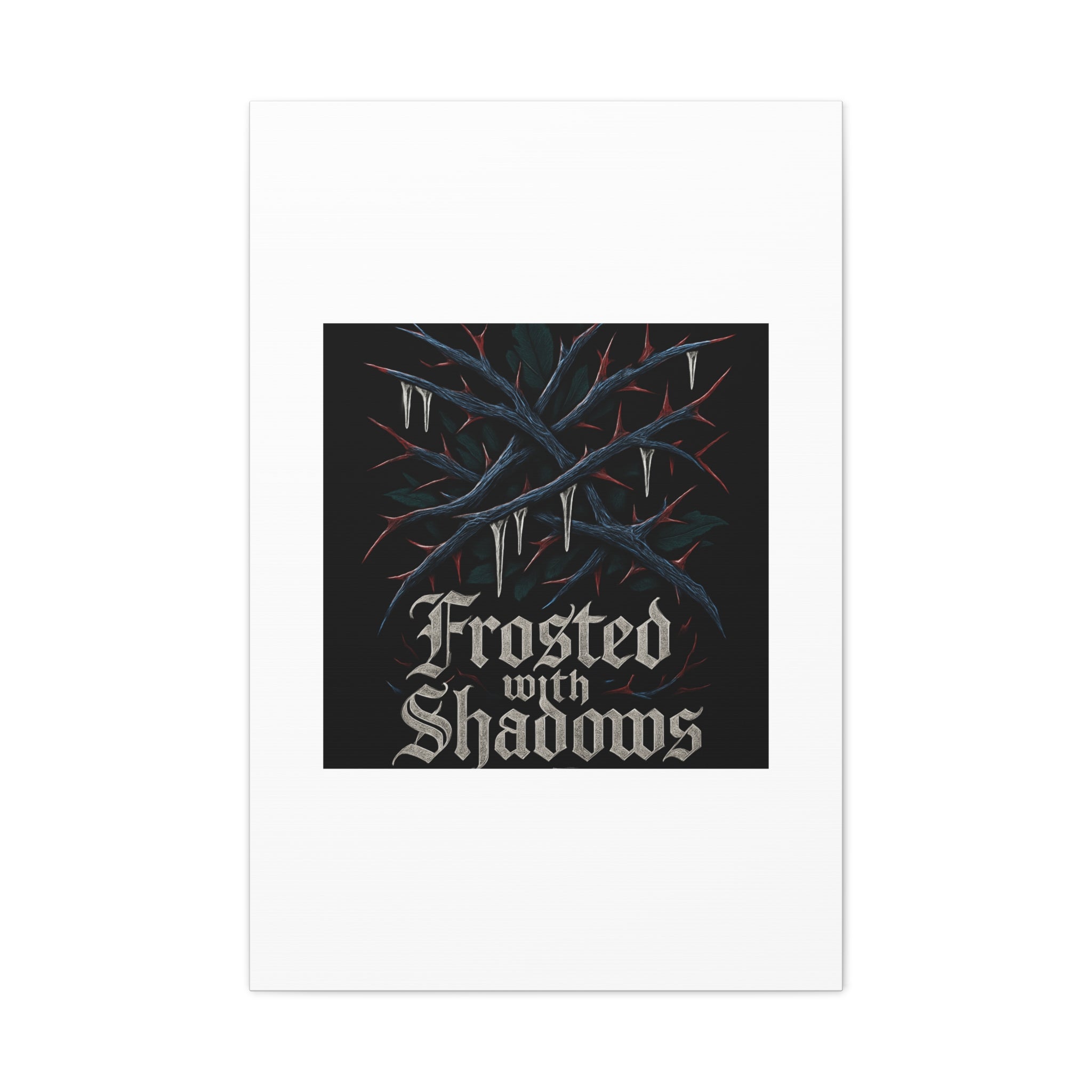 Frosted With Shadows Canvas Art — Gothic Winter Icicle Wall Decor