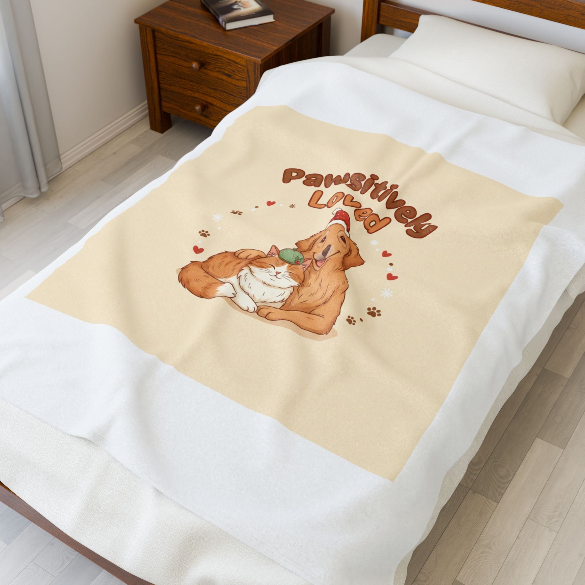 Pawsitively Loved Plush Blanket | Senior Dog Holiday, Paw Print Rescue Pet