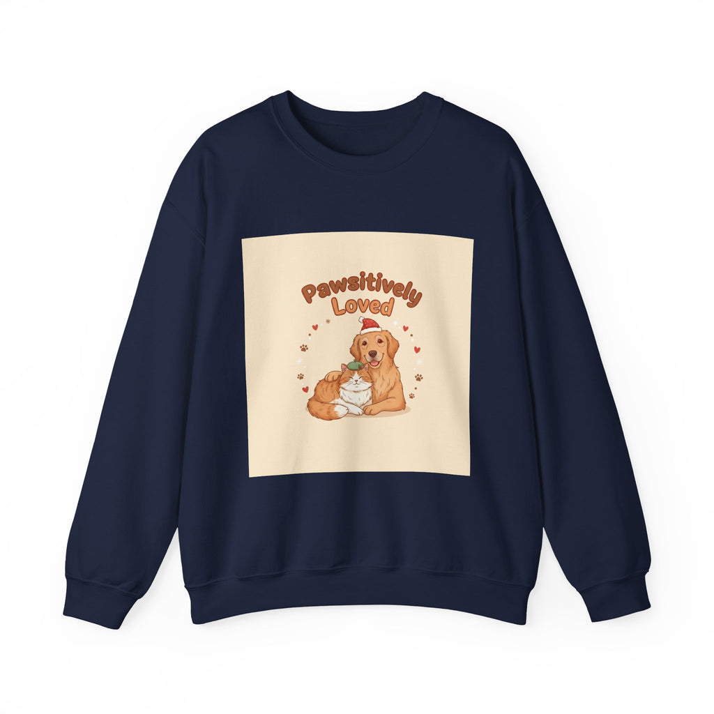 Pawsitively Loved Dog Illustration Sweatshirt | Senior Pet Holiday, Matching Pet Human