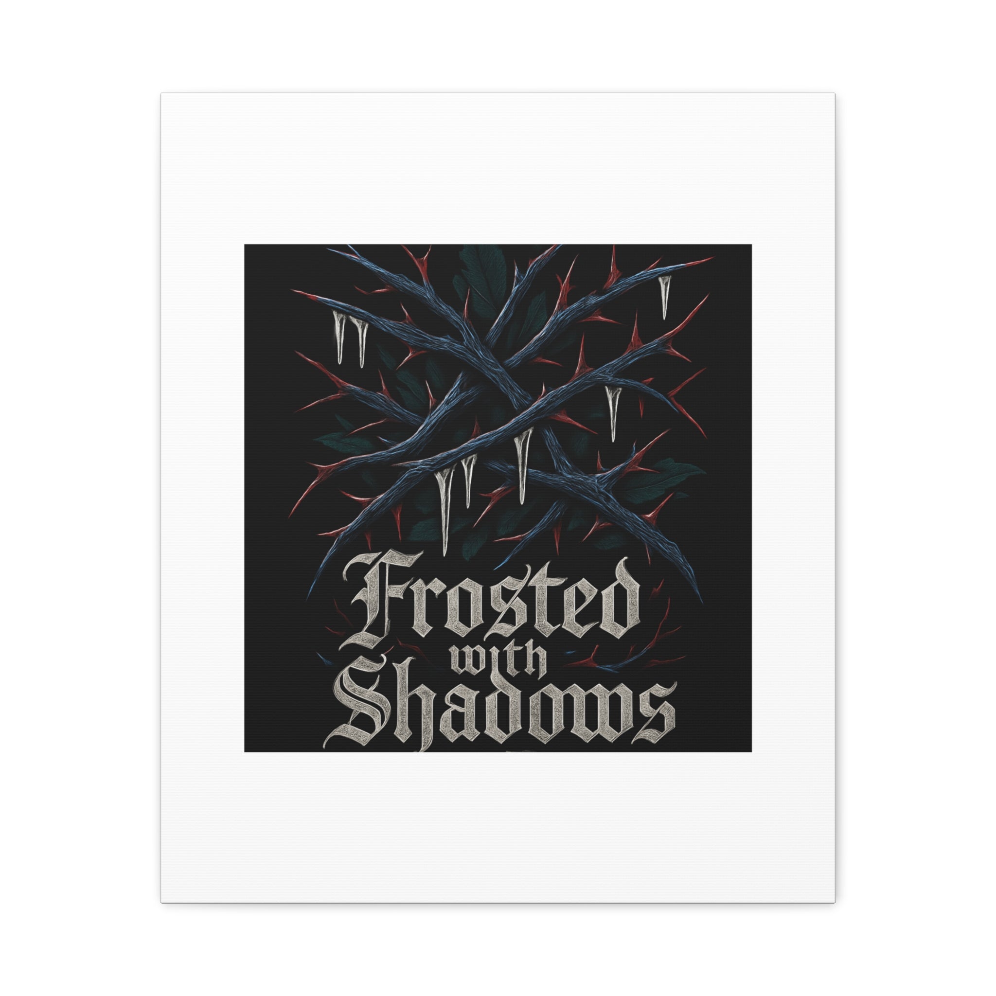 Frosted With Shadows Canvas Art — Gothic Winter Icicle Wall Decor