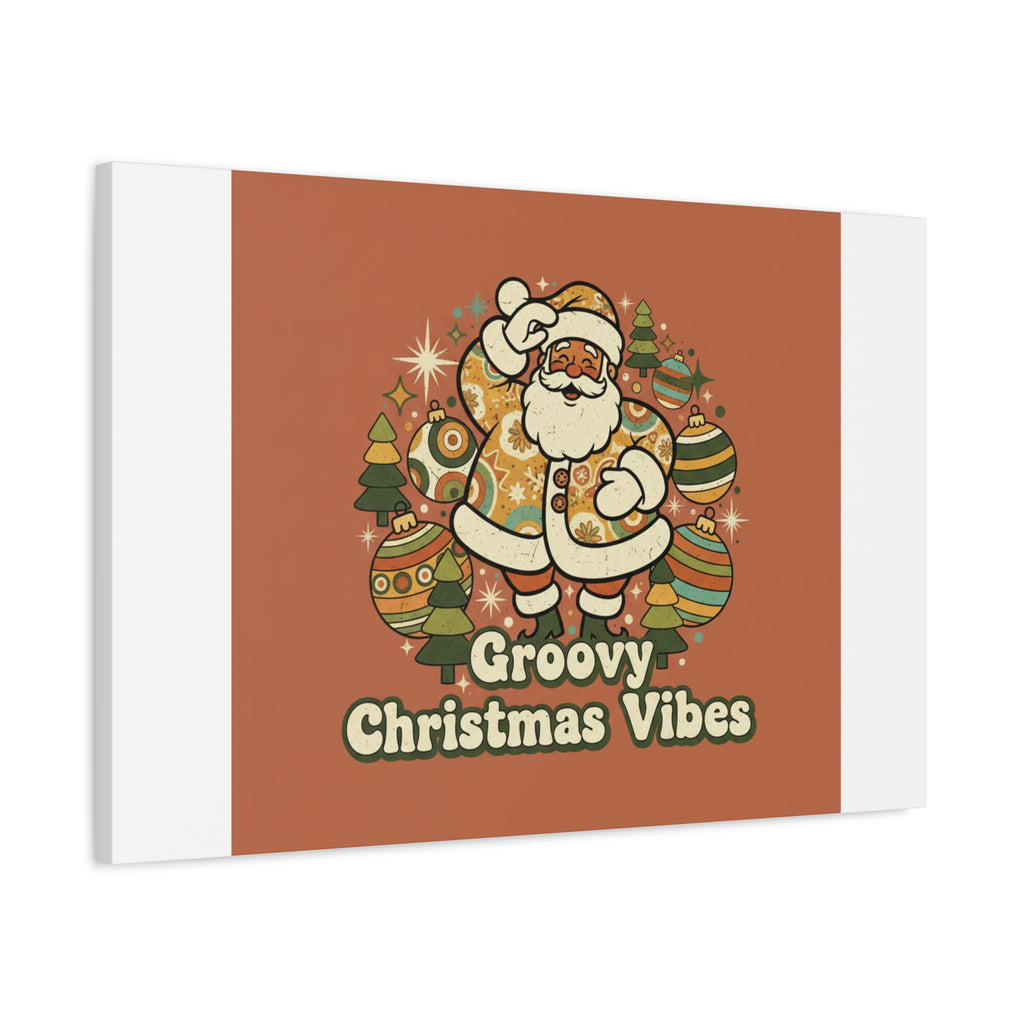 Groovy Christmas Vibes Canvas | 1970s Retro Holiday Art, Vintage Noel