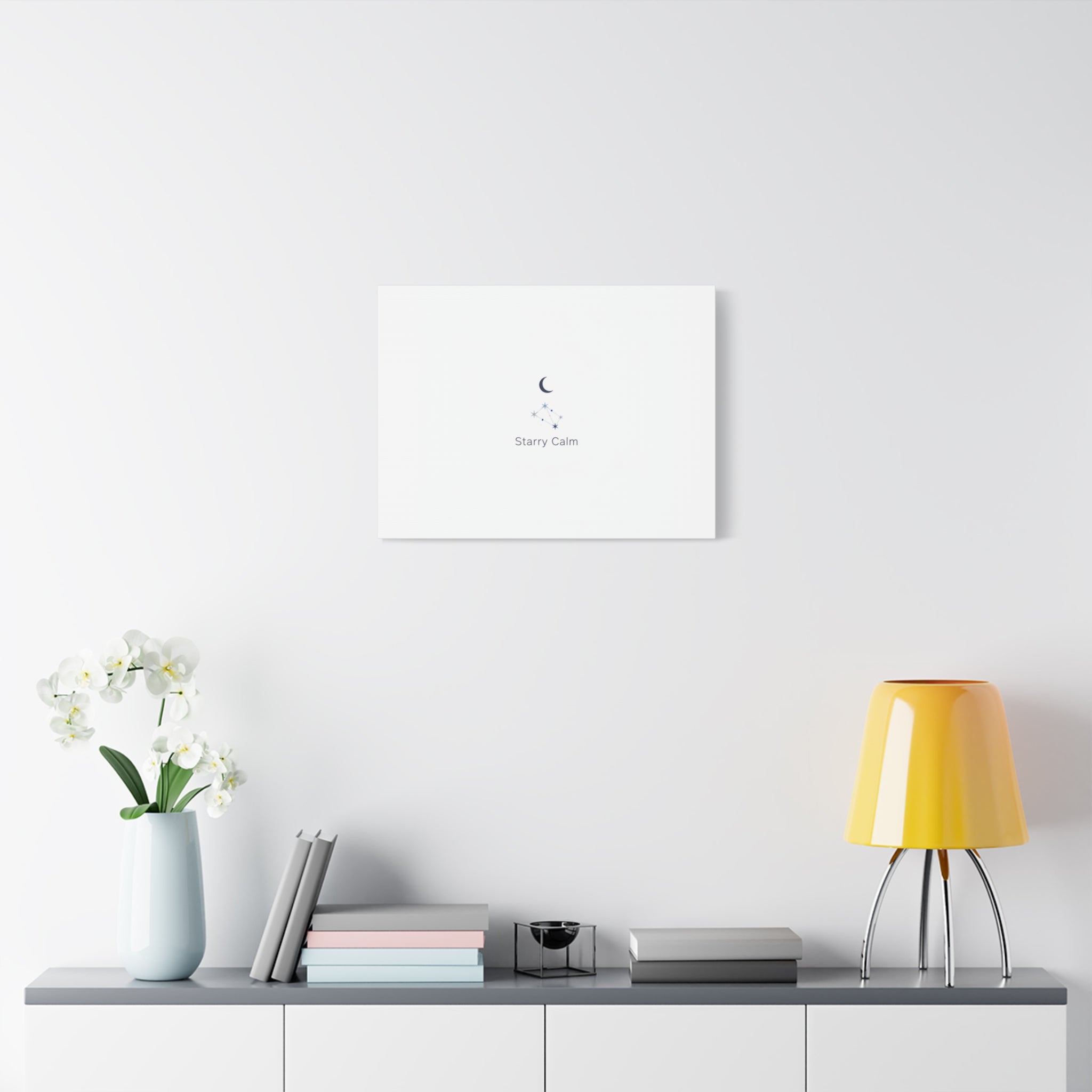 Starry Calm Moon & Constellation Canvas, minimal astrology art print