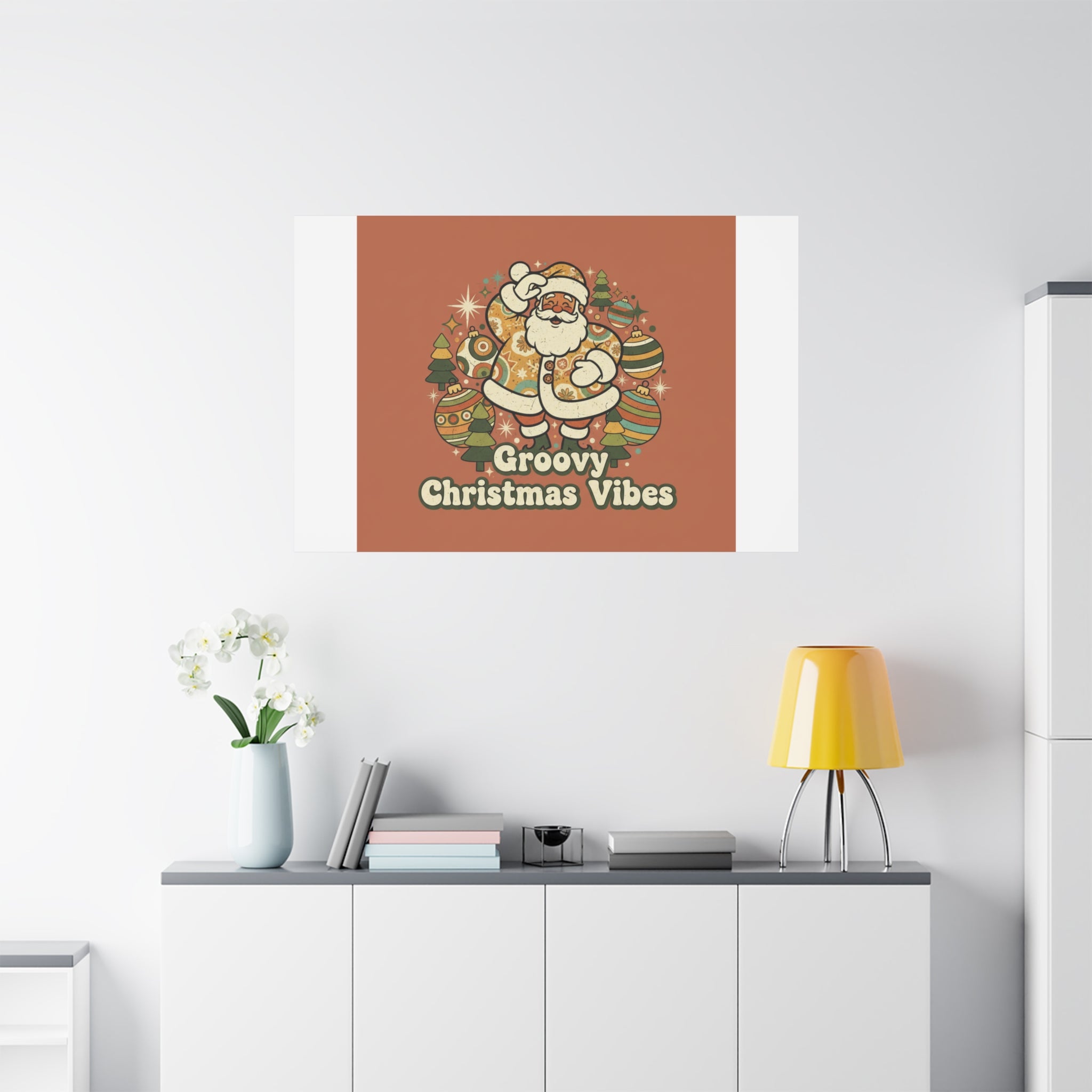 Groovy Christmas Vibes Canvas | 1970s Retro Holiday Art, Vintage Noel