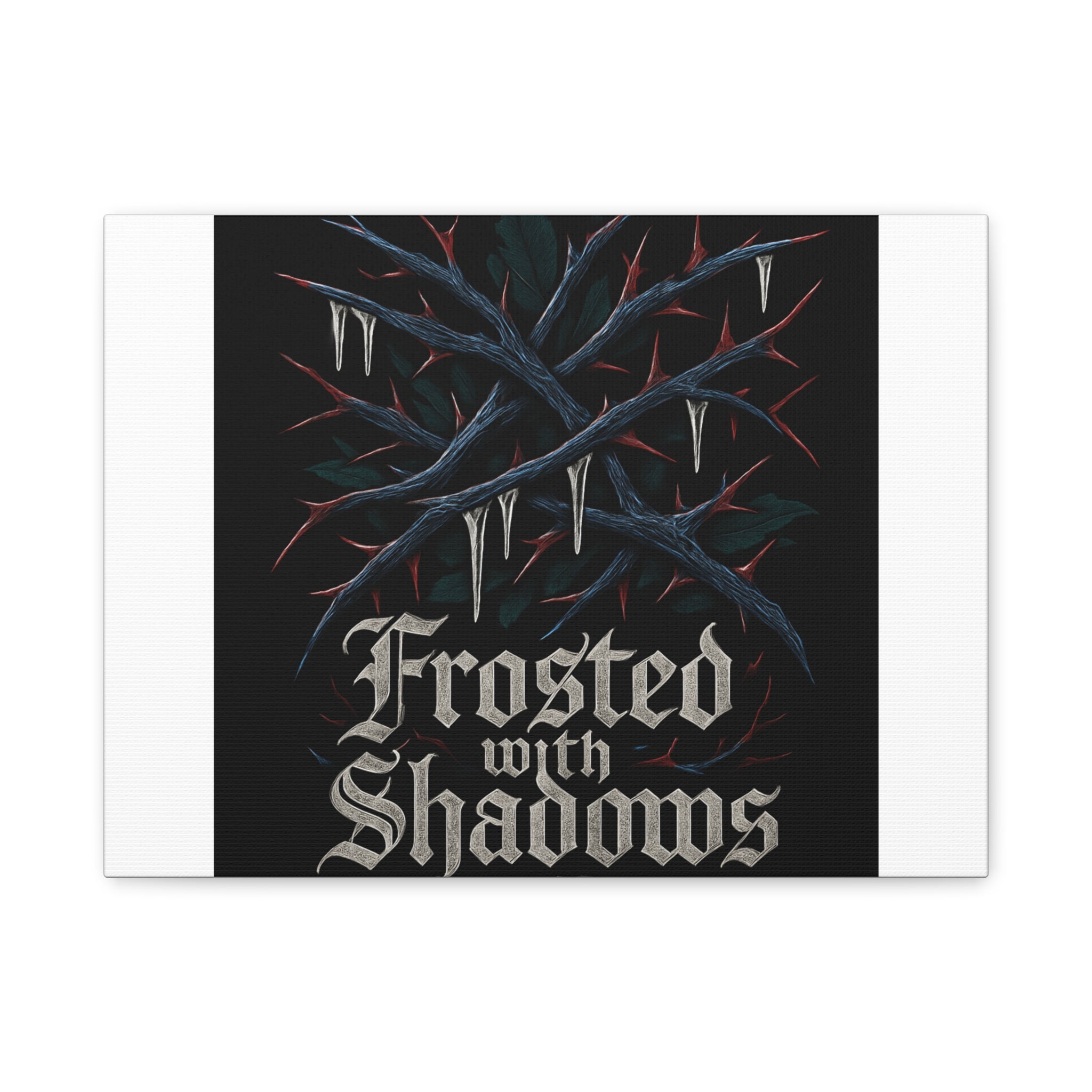 Frosted With Shadows Canvas Art — Gothic Winter Icicle Wall Decor