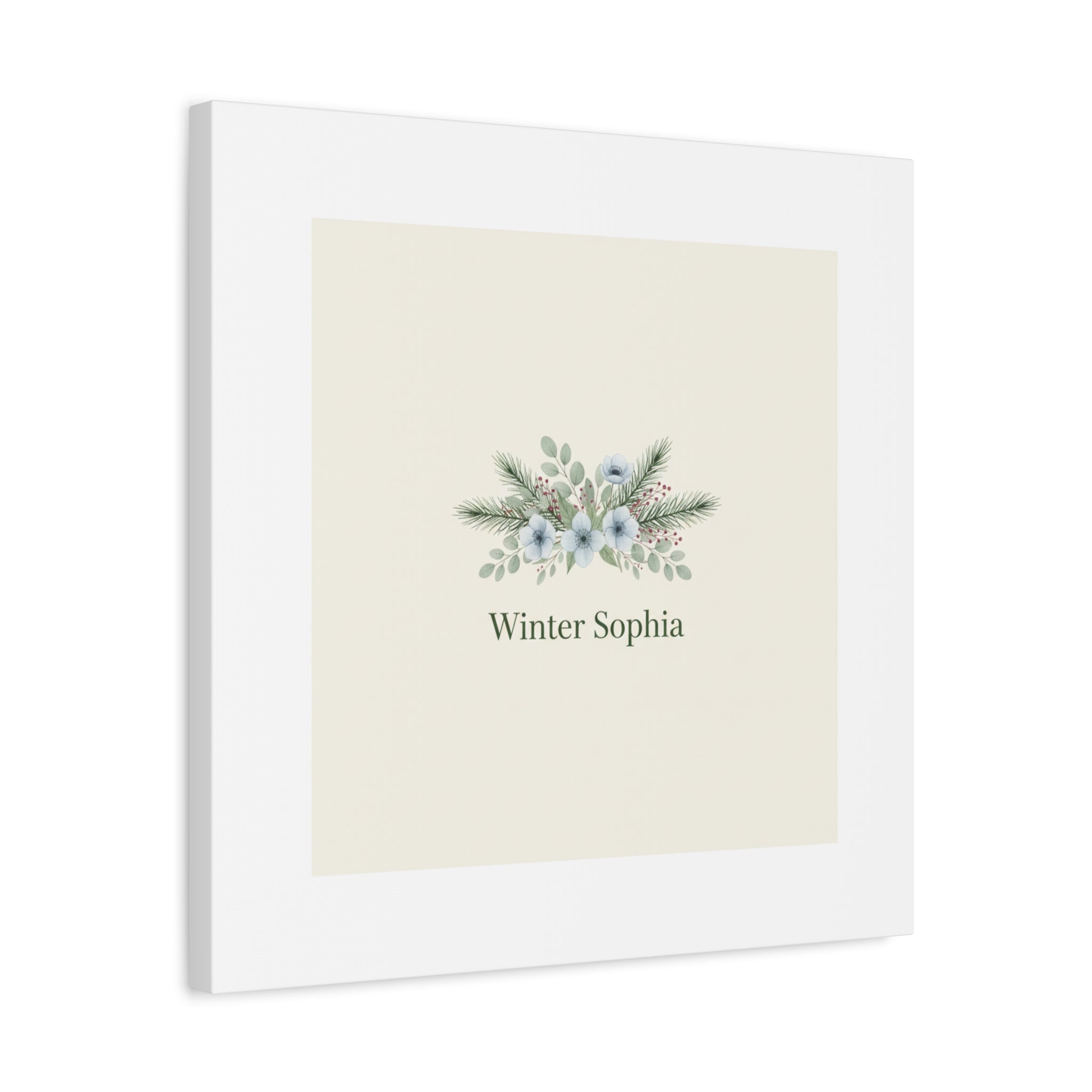 Winter floral wreath Canvas, pine branch botanical art | Minimal winter florals