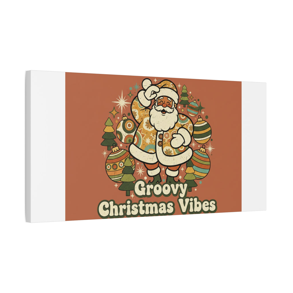 Groovy Christmas Vibes Canvas | 1970s Retro Holiday Art, Vintage Noel