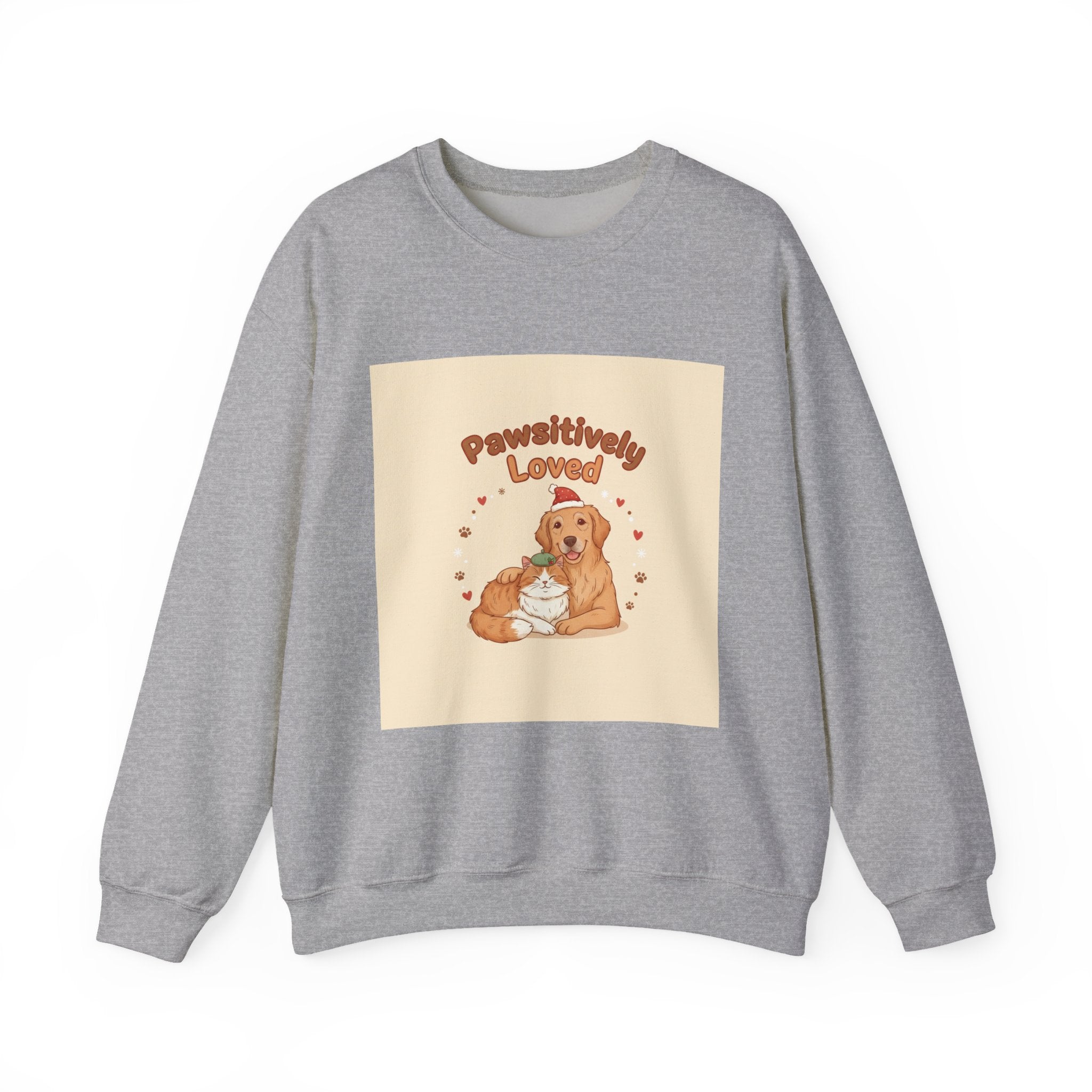 Pawsitively Loved Dog Illustration Sweatshirt | Senior Pet Holiday, Matching Pet Human