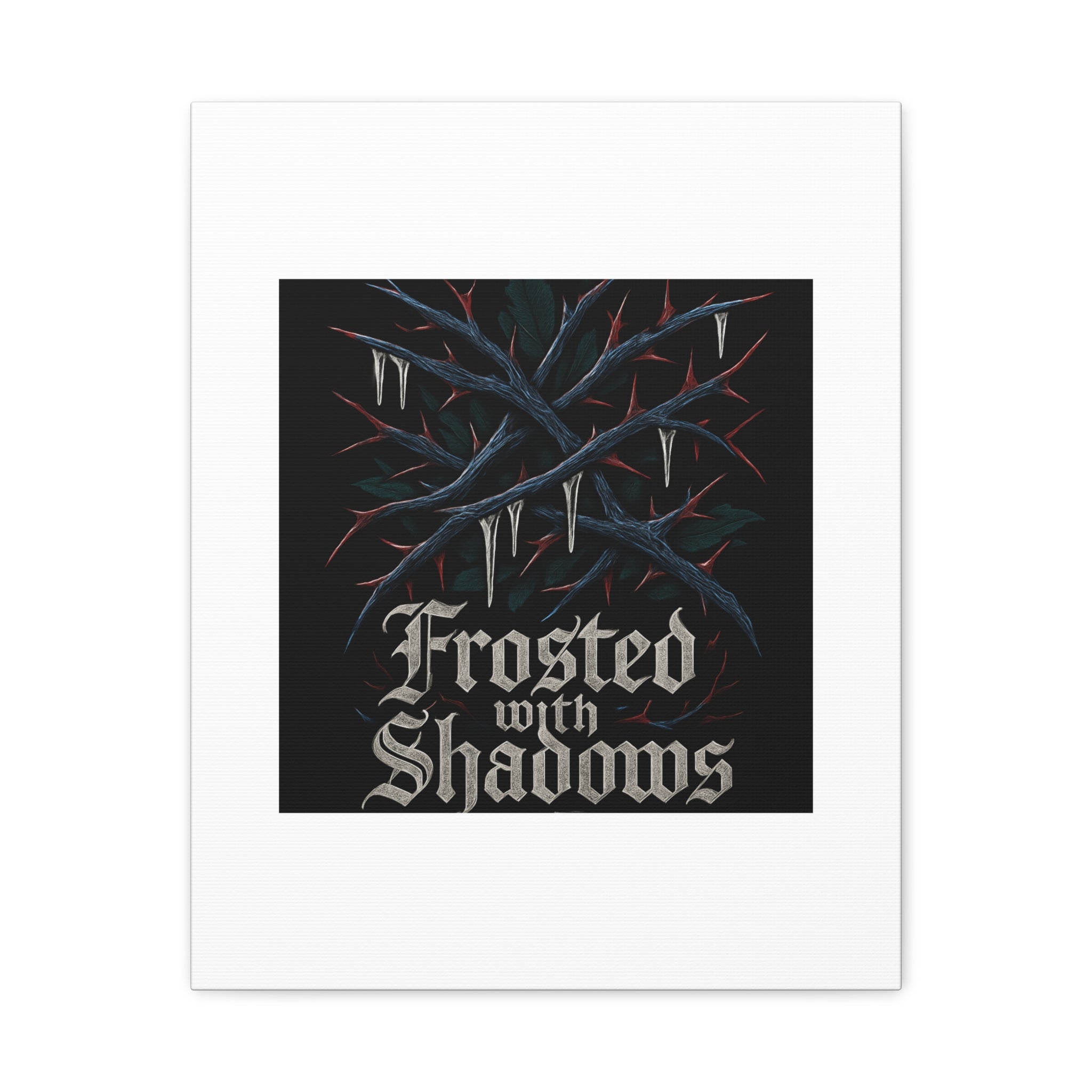 Frosted With Shadows Canvas Art — Gothic Winter Icicle Wall Decor