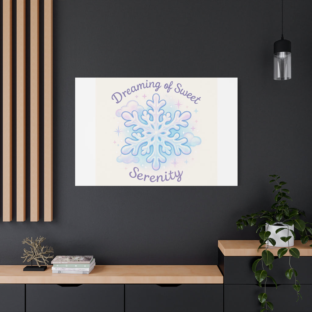 Canvas Wall Art - "Dreaming of Sweet Serenity" Snowflake Illustration