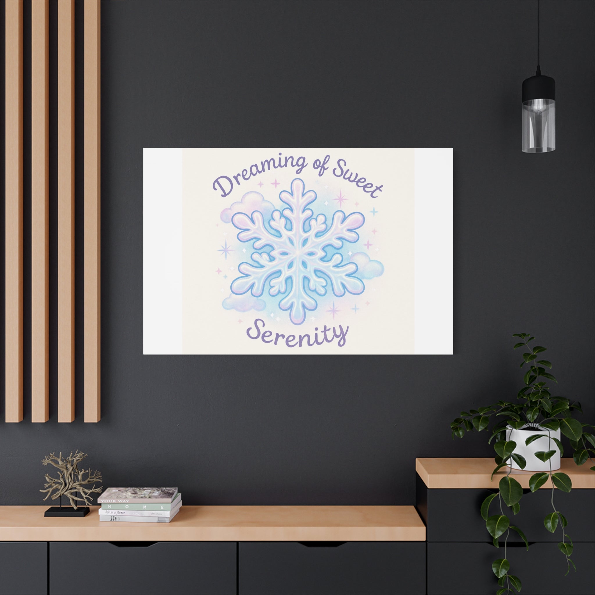 Canvas Wall Art - "Dreaming of Sweet Serenity" Snowflake Illustration