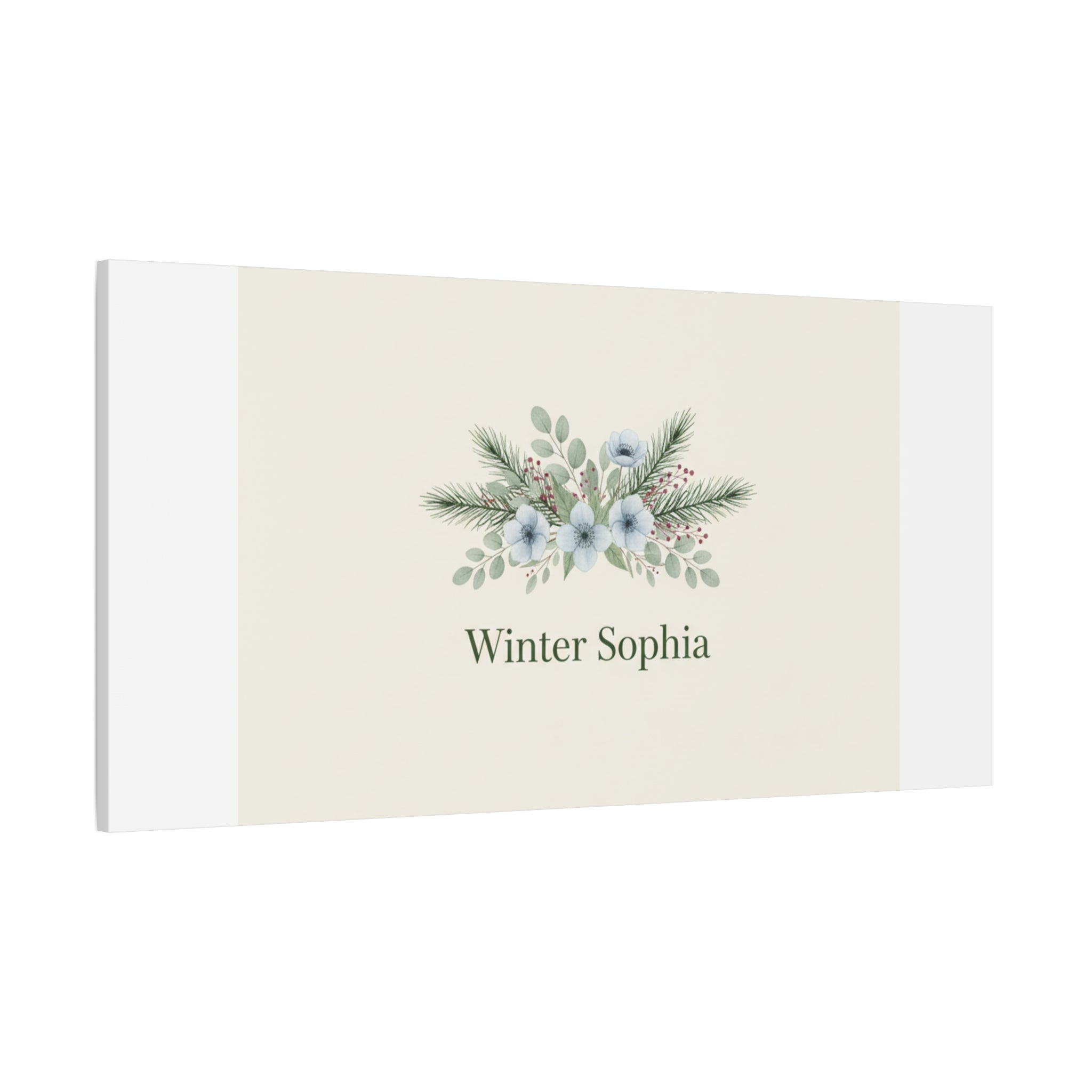 Winter floral wreath Canvas, pine branch botanical art | Minimal winter florals