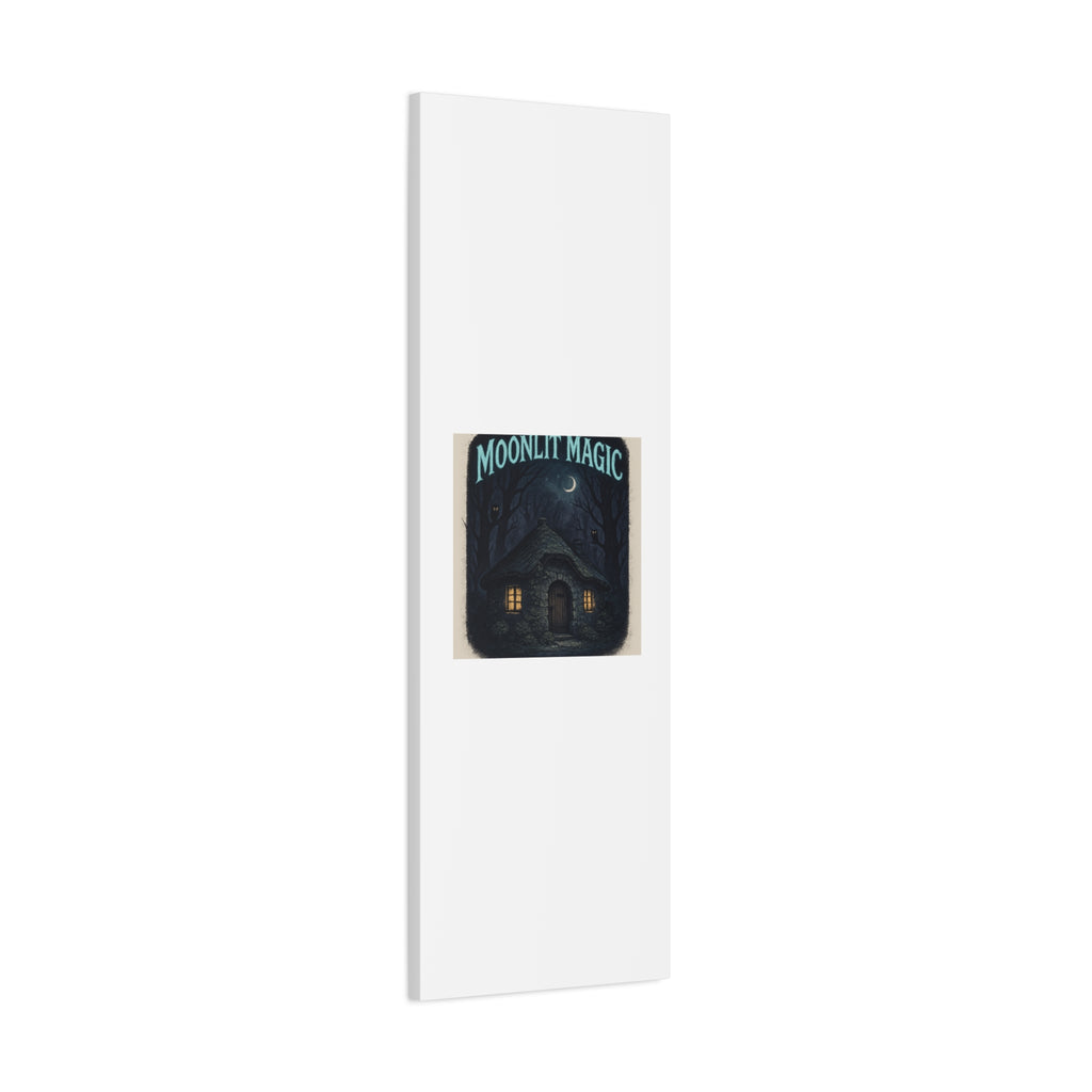 Moonlit Magic Canvas Wall Art — Cozy Cottage Night Illustration