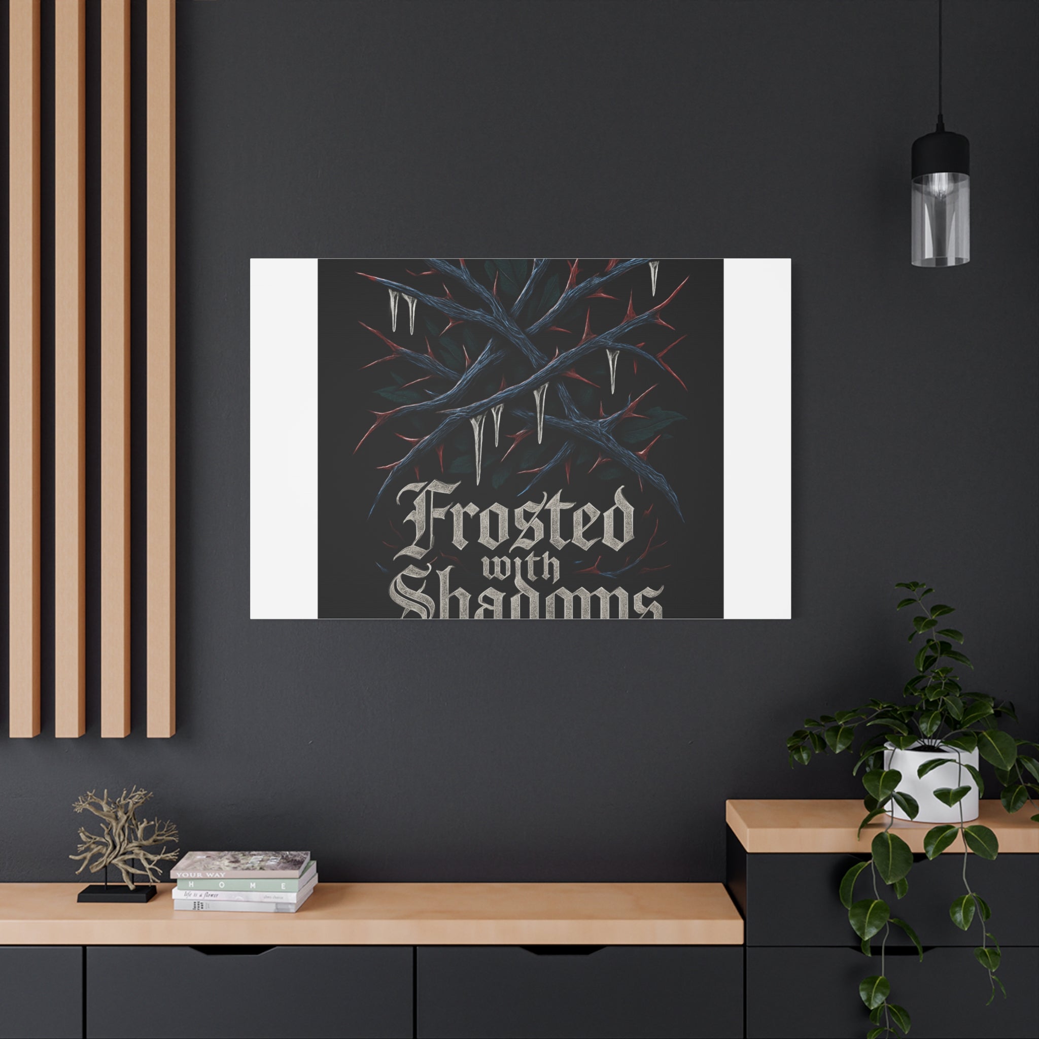 Frosted With Shadows Canvas Art — Gothic Winter Icicle Wall Decor