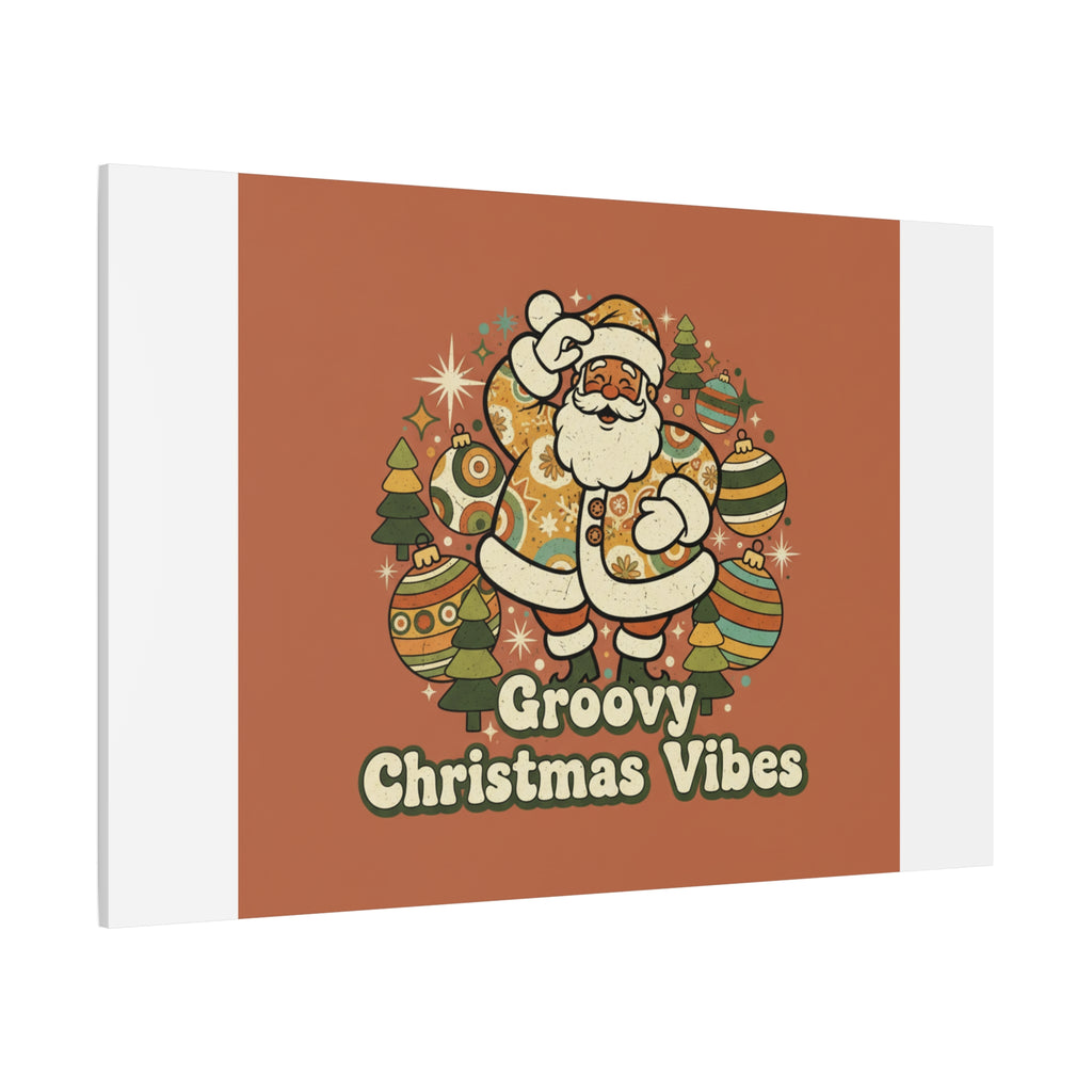Groovy Christmas Vibes Canvas | 1970s Retro Holiday Art, Vintage Noel