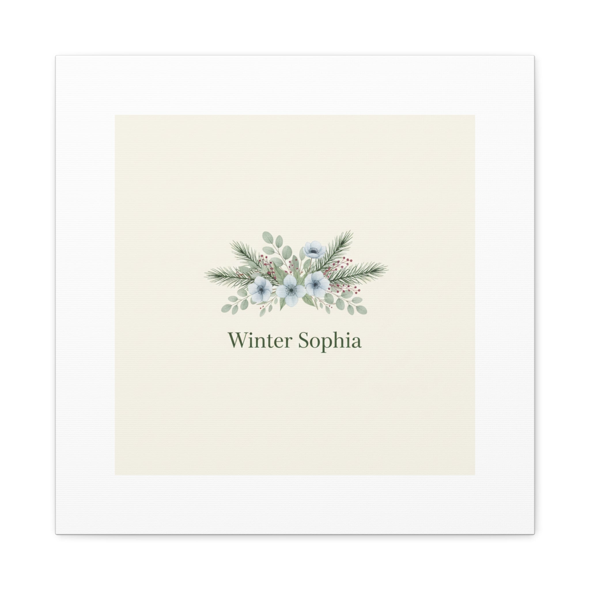 Winter floral wreath Canvas, pine branch botanical art | Minimal winter florals