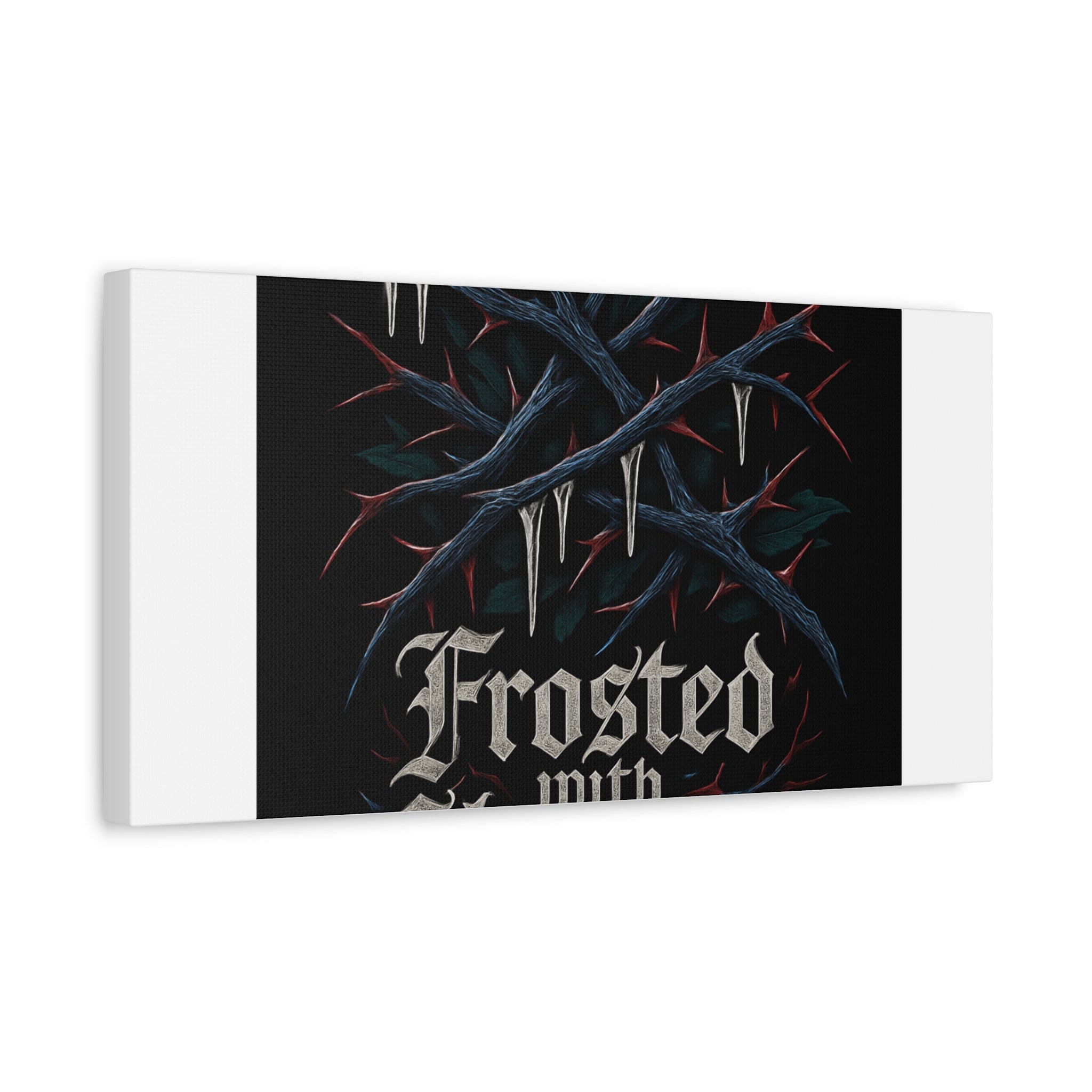 Frosted With Shadows Canvas Art — Gothic Winter Icicle Wall Decor