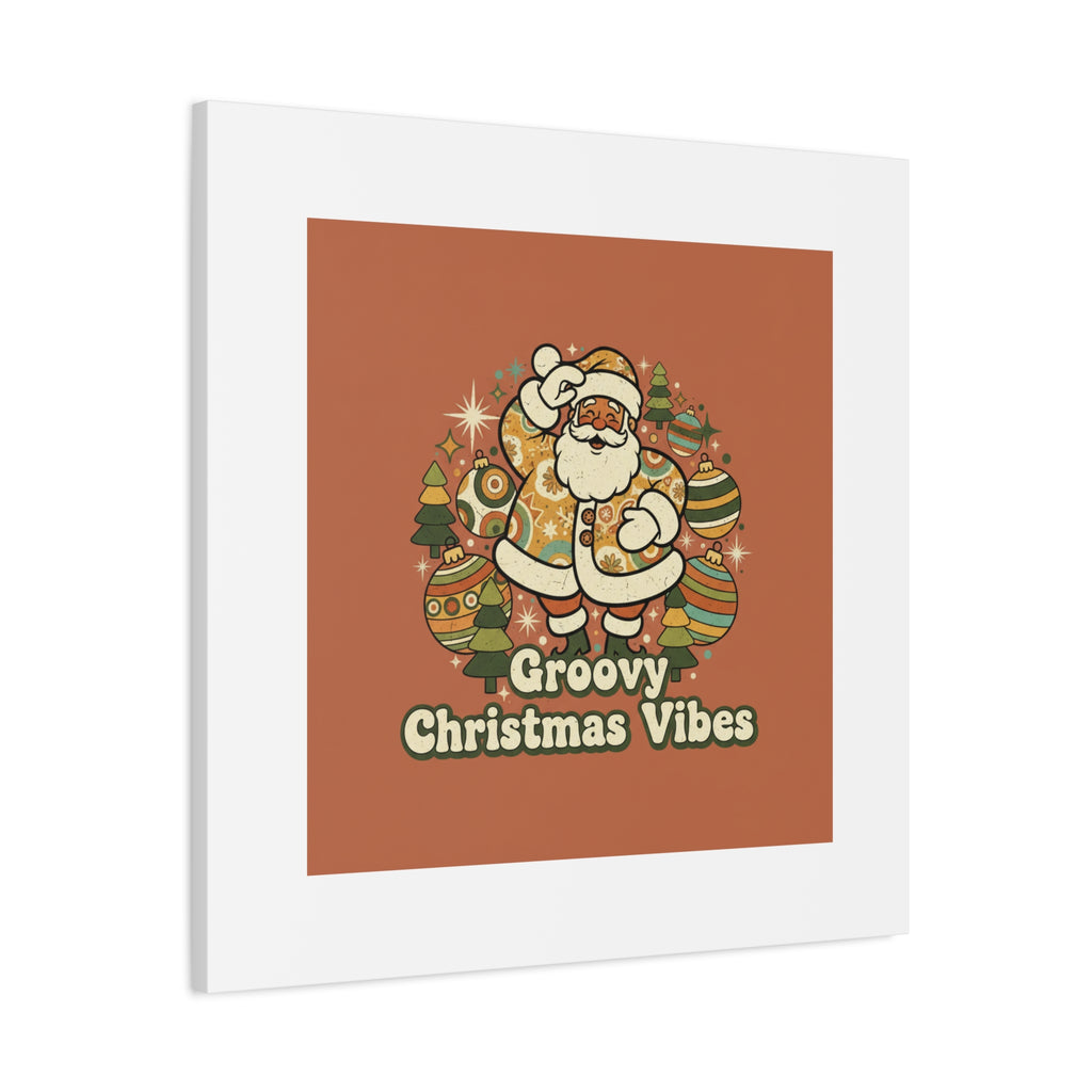 Groovy Christmas Vibes Canvas | 1970s Retro Holiday Art, Vintage Noel