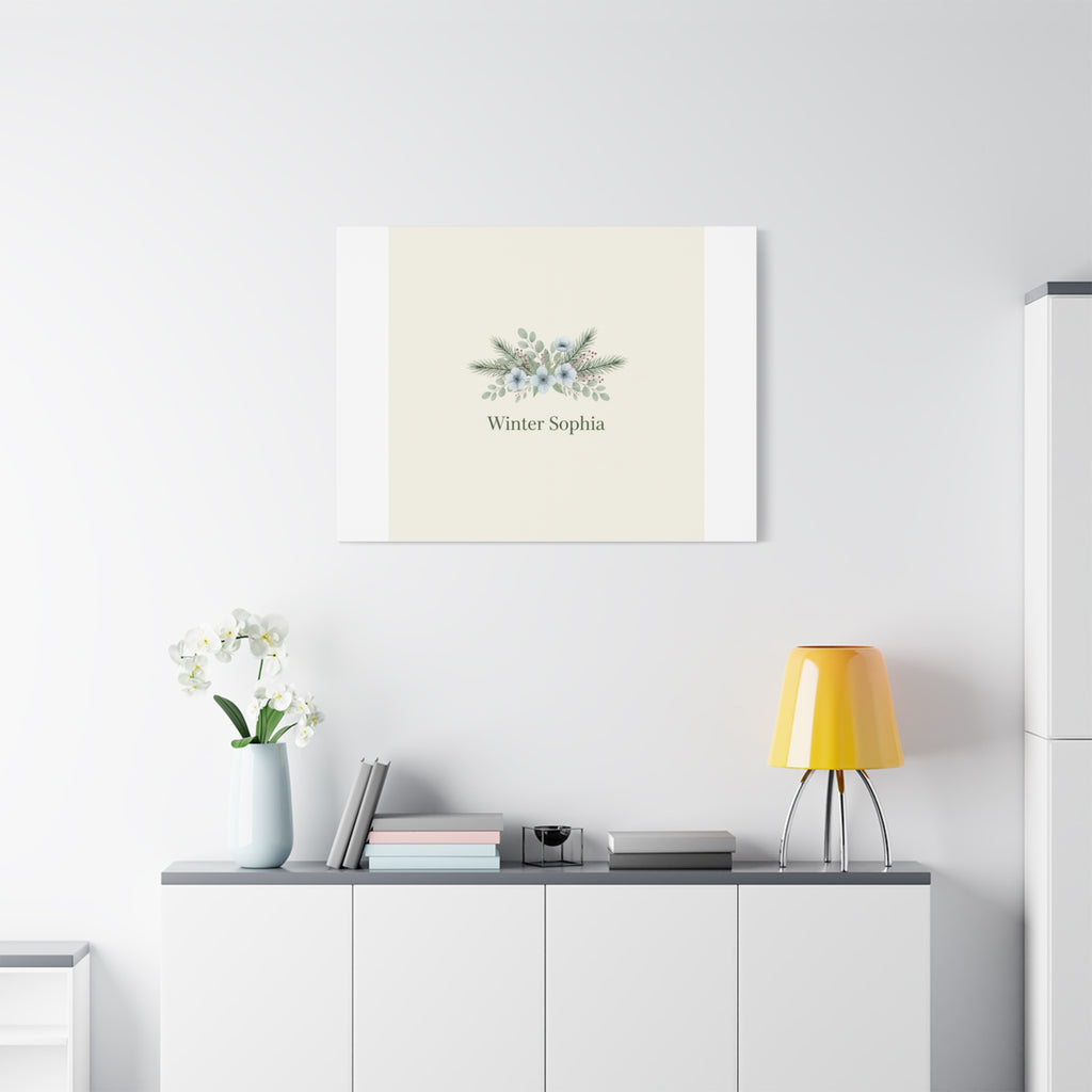 Winter floral wreath Canvas, pine branch botanical art | Minimal winter florals