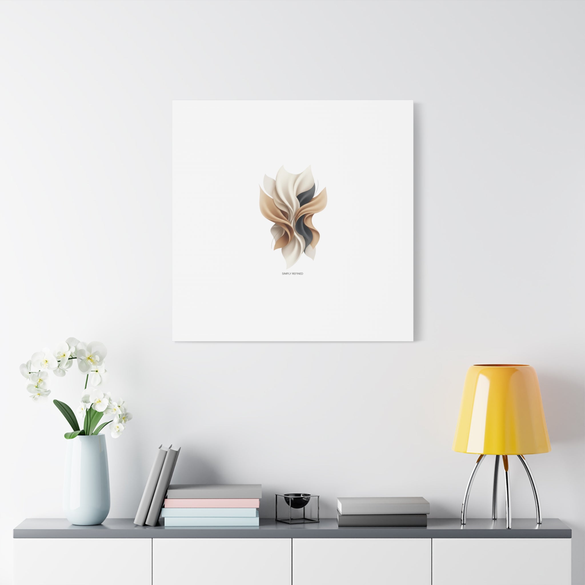 Neutral Abstract Bloom Canvas, Matte Stretched Canvas | Quiet Luxury, Minimalist Wall Art