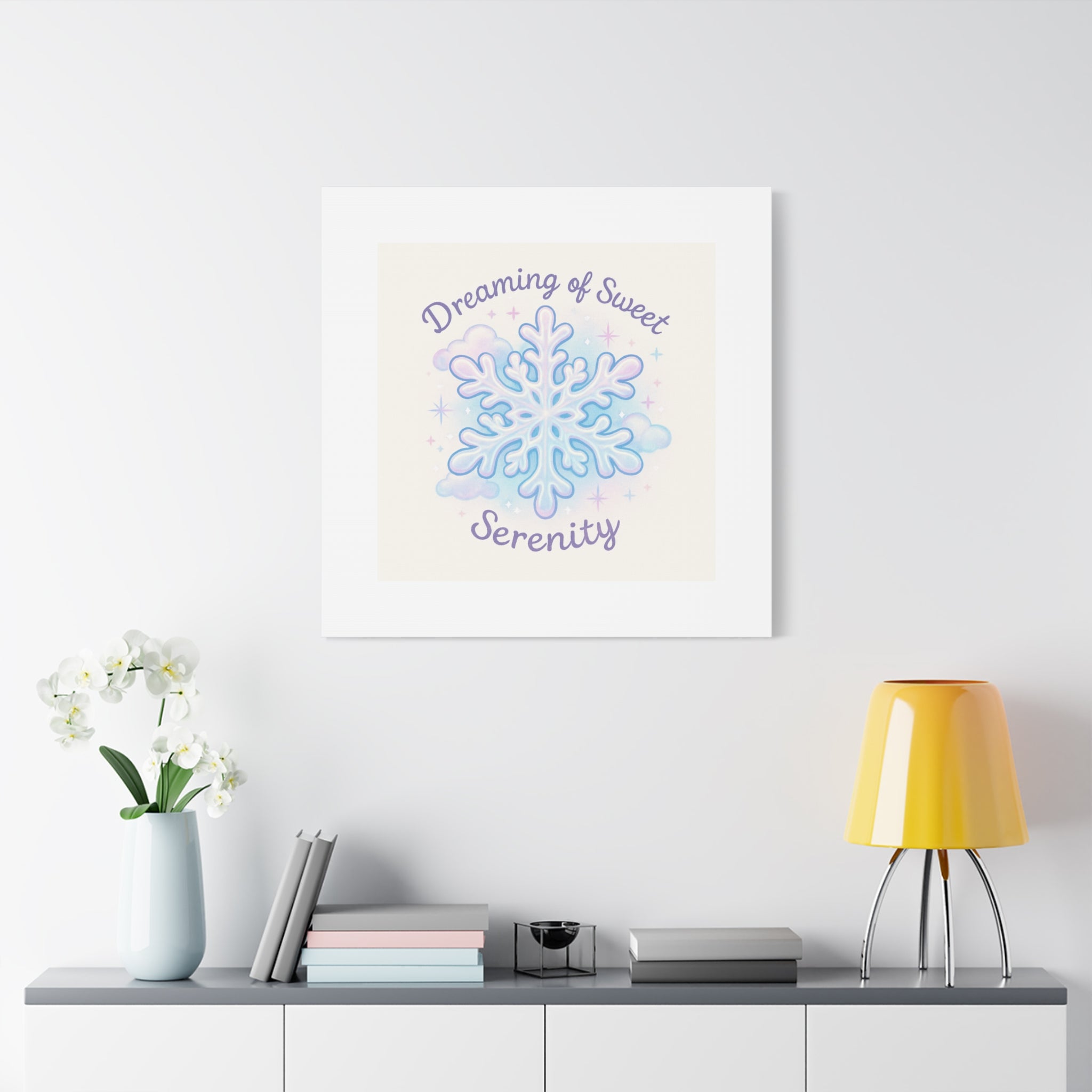 Canvas Wall Art - "Dreaming of Sweet Serenity" Snowflake Illustration
