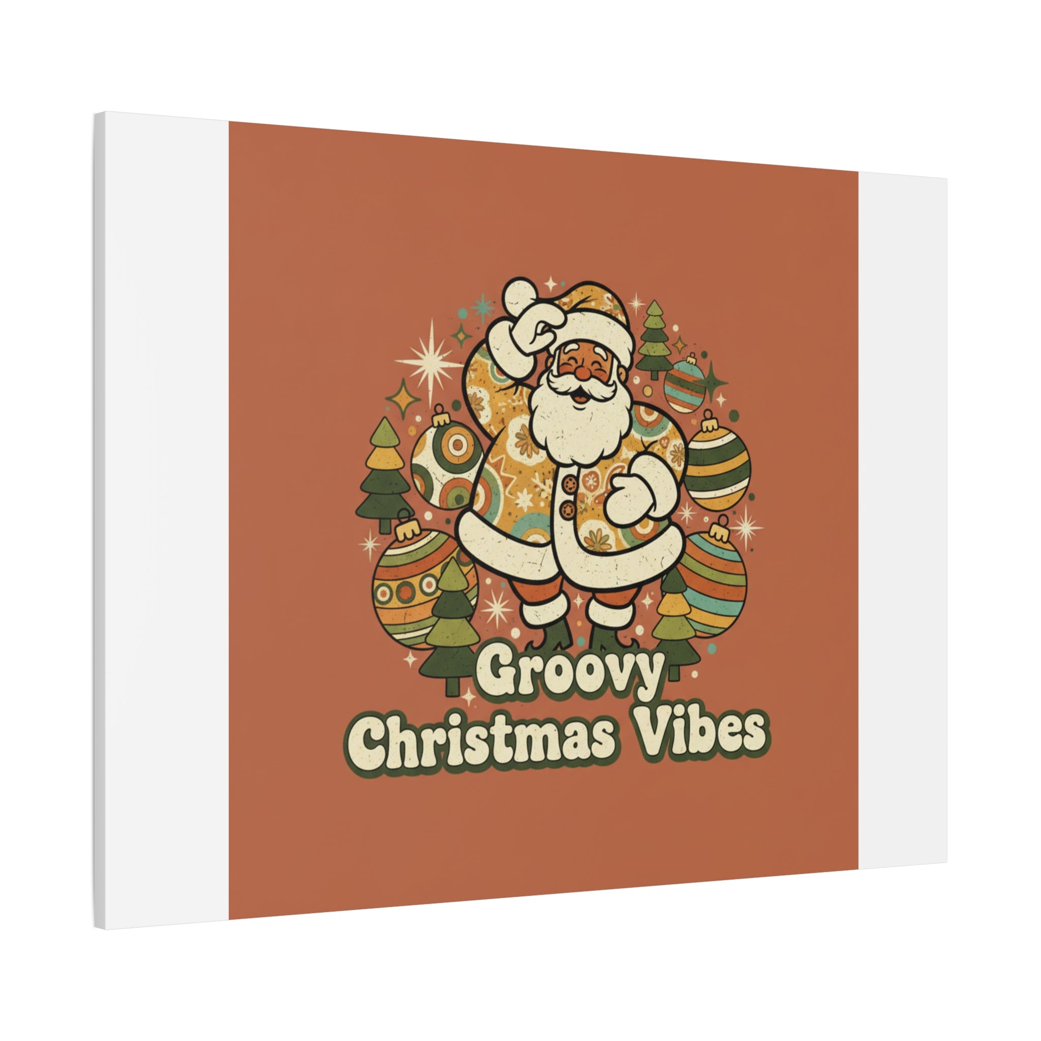 Groovy Christmas Vibes Canvas | 1970s Retro Holiday Art, Vintage Noel