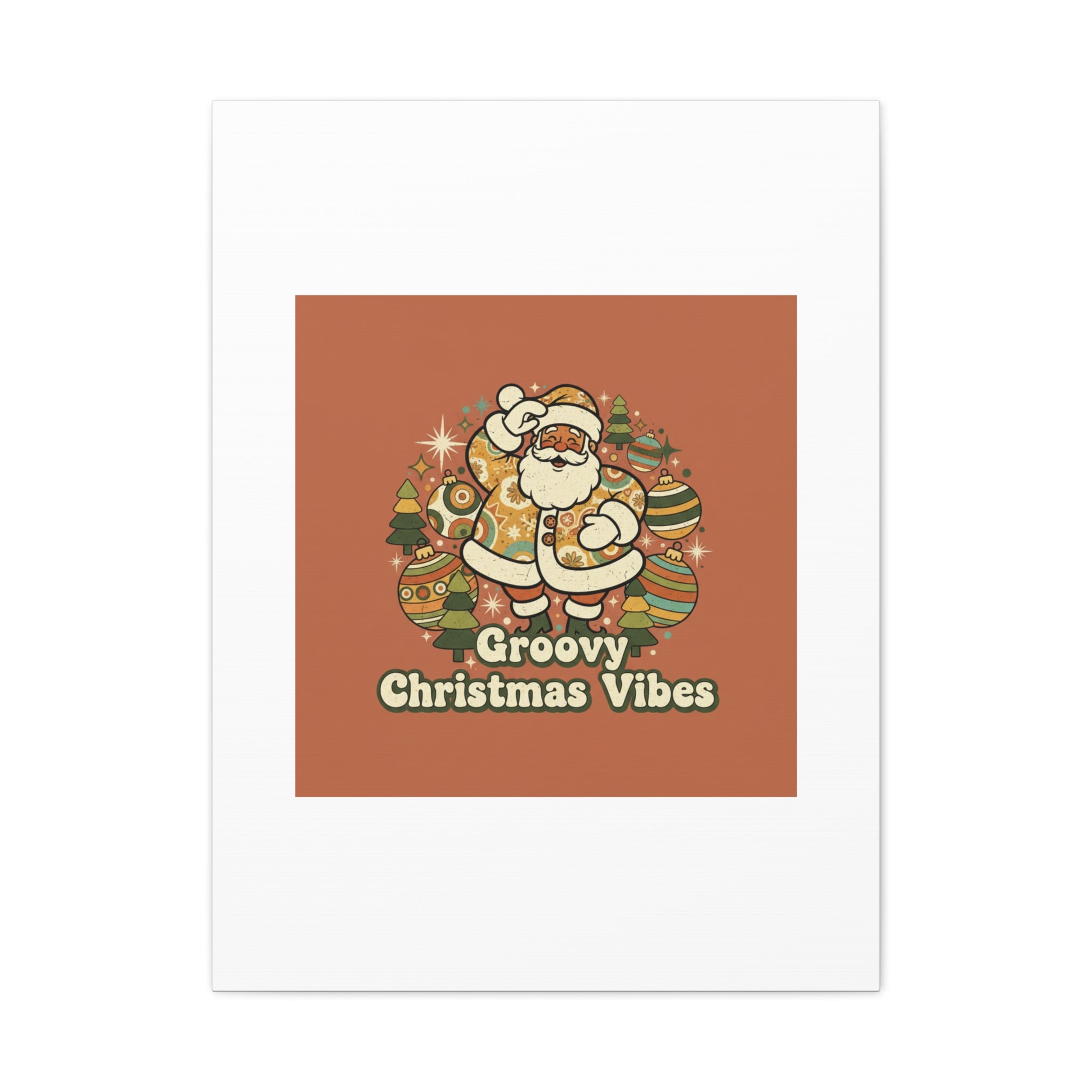 Groovy Christmas Vibes Canvas | 1970s Retro Holiday Art, Vintage Noel