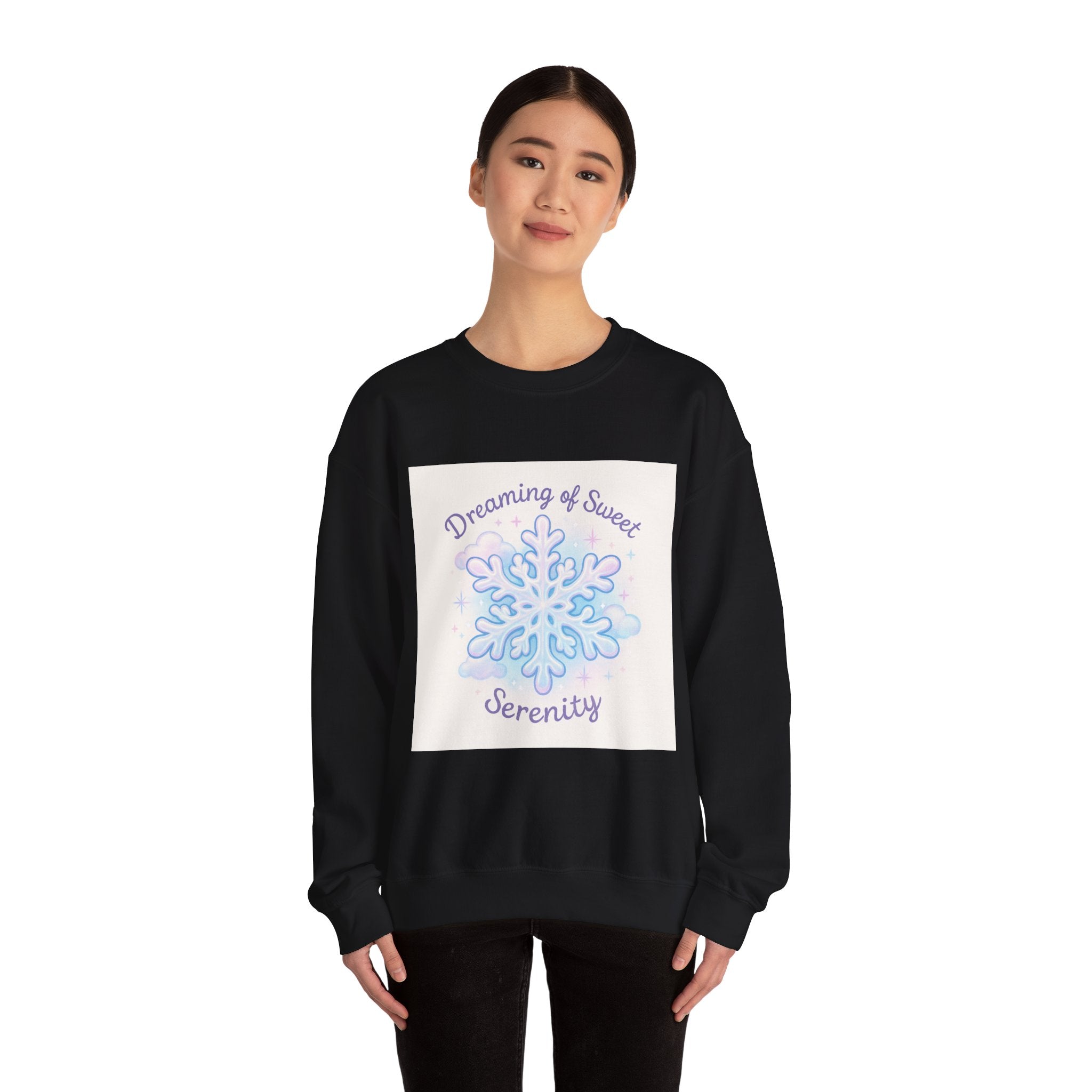 Sweatshirt — 'Dreaming of Sweet Serenity' Snowflake Cozy Crewneck