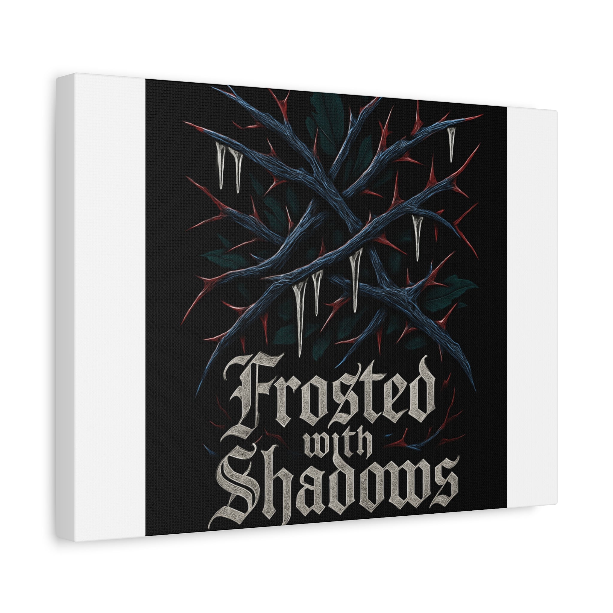 Frosted With Shadows Canvas Art — Gothic Winter Icicle Wall Decor