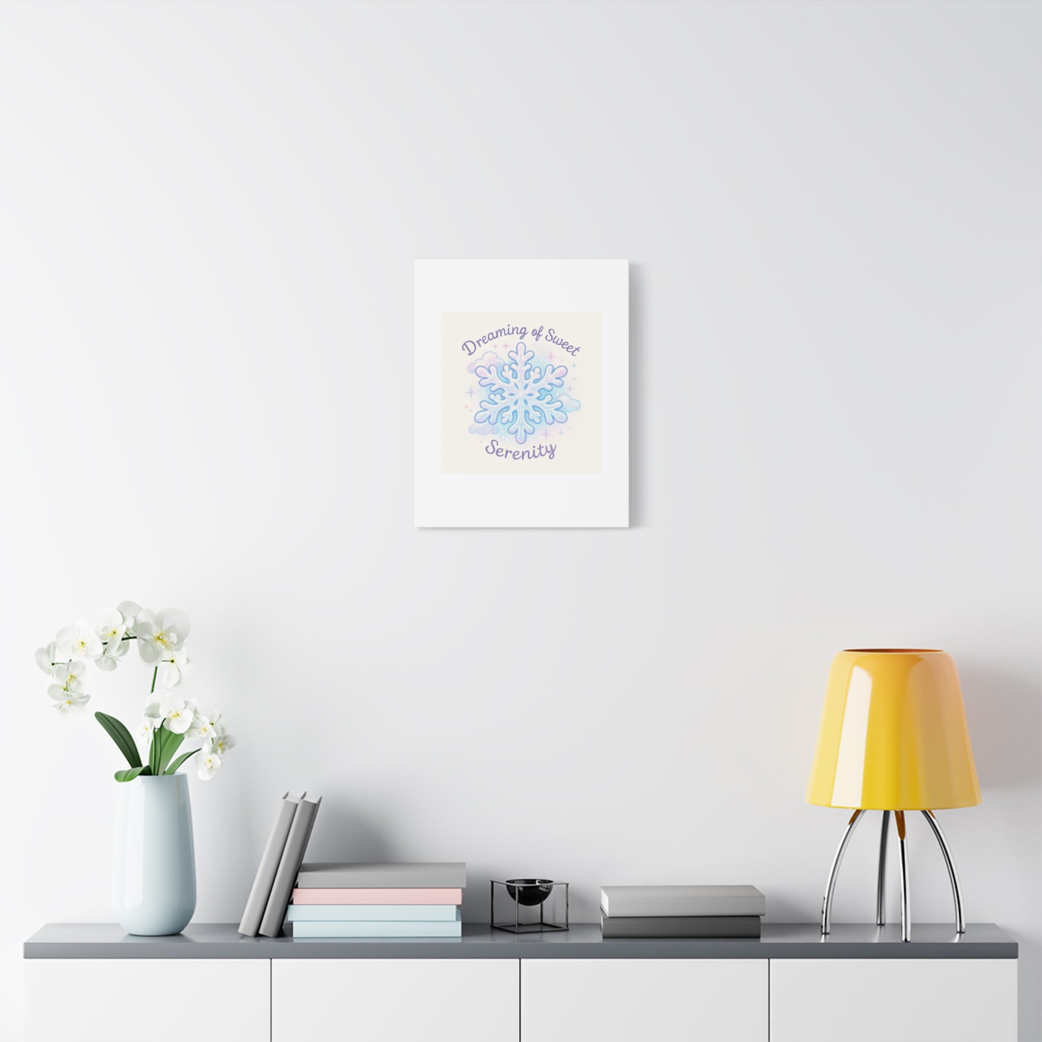 Canvas Wall Art - "Dreaming of Sweet Serenity" Snowflake Illustration