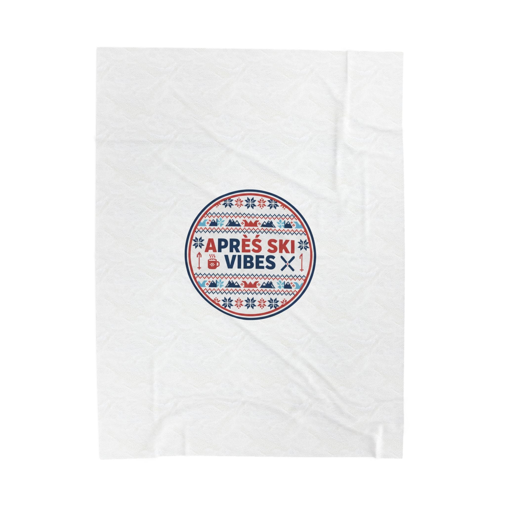 Après Ski Vibes Velveteen Plush Blanket, Fair Isle Ski Lodge Graphic