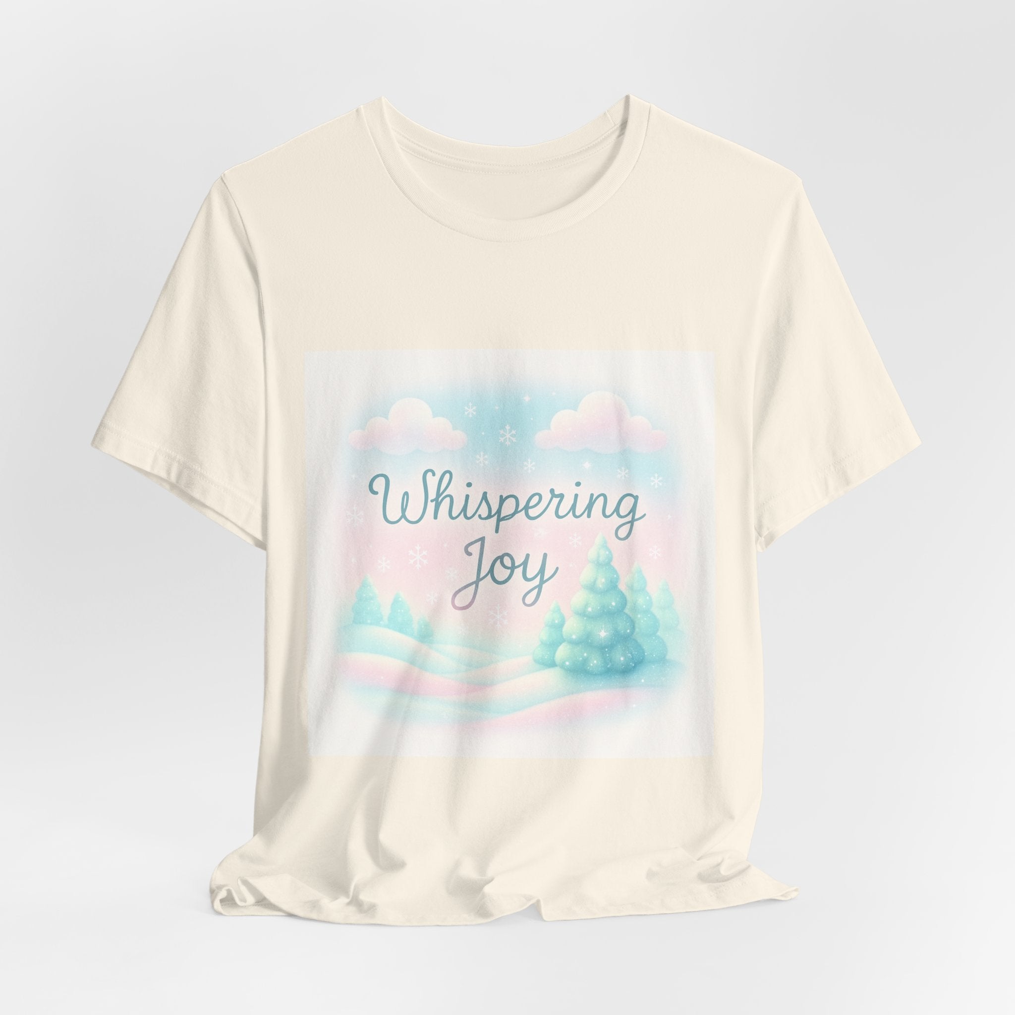 Whispering Joy Tee — Pastel Winter Trees Holiday T‑Shirt