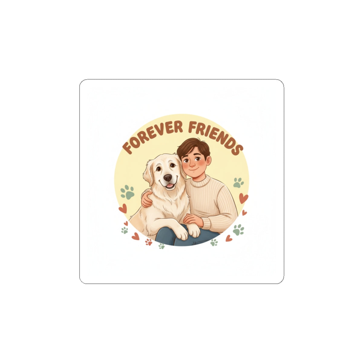 Forever Friends Pet Sticker | Senior Dog Love, Paw Print Holiday