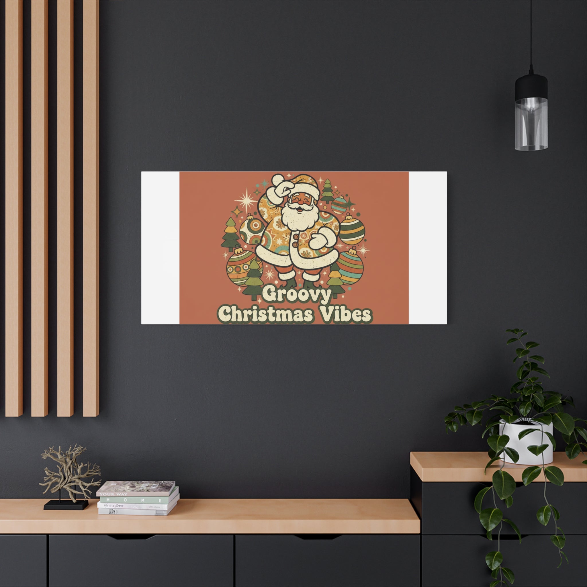 Groovy Christmas Vibes Canvas | 1970s Retro Holiday Art, Vintage Noel