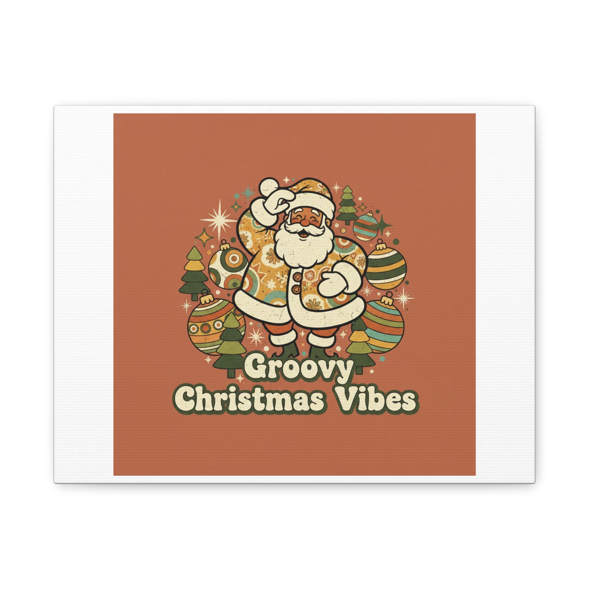 Groovy Christmas Vibes Canvas | 1970s Retro Holiday Art, Vintage Noel