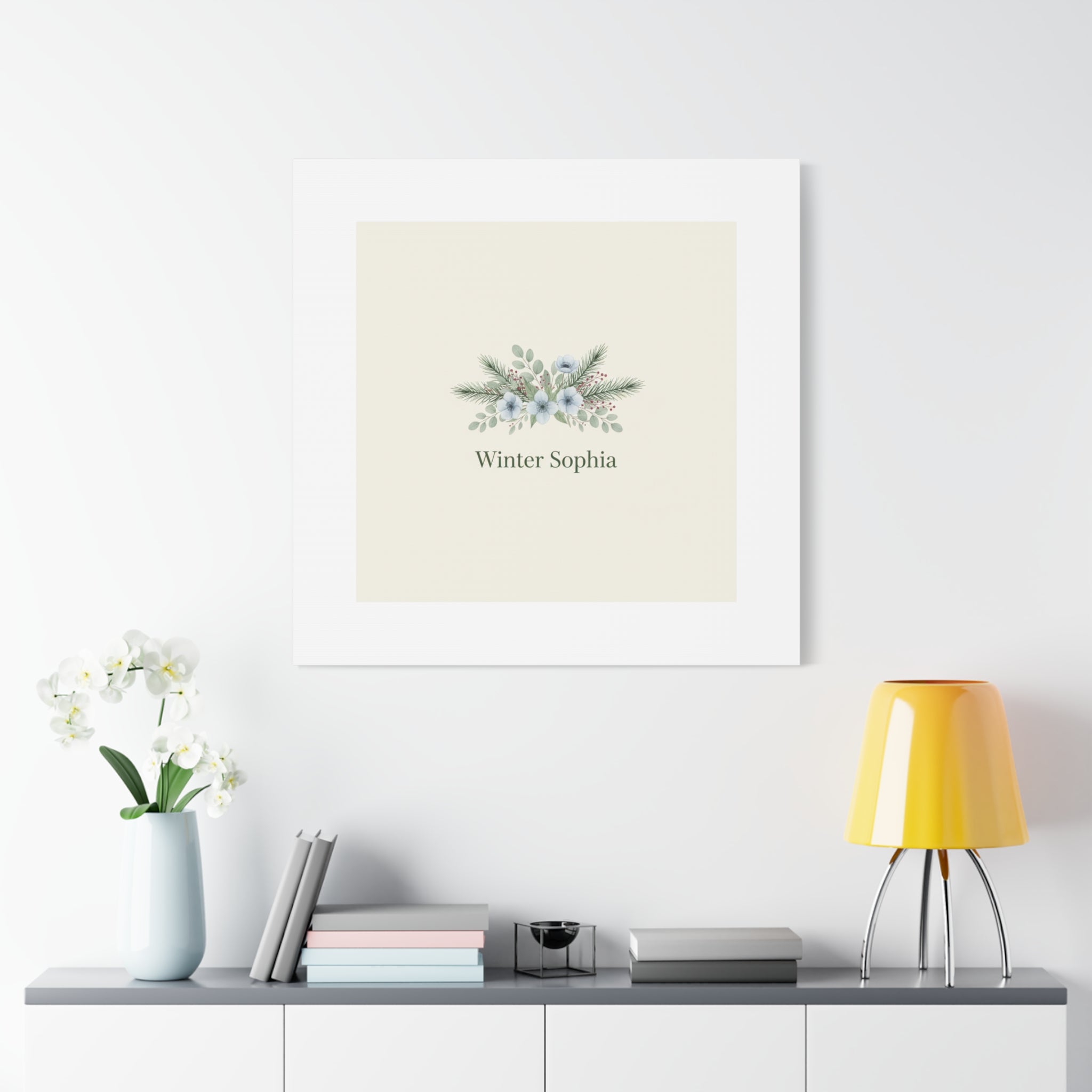 Winter floral wreath Canvas, pine branch botanical art | Minimal winter florals