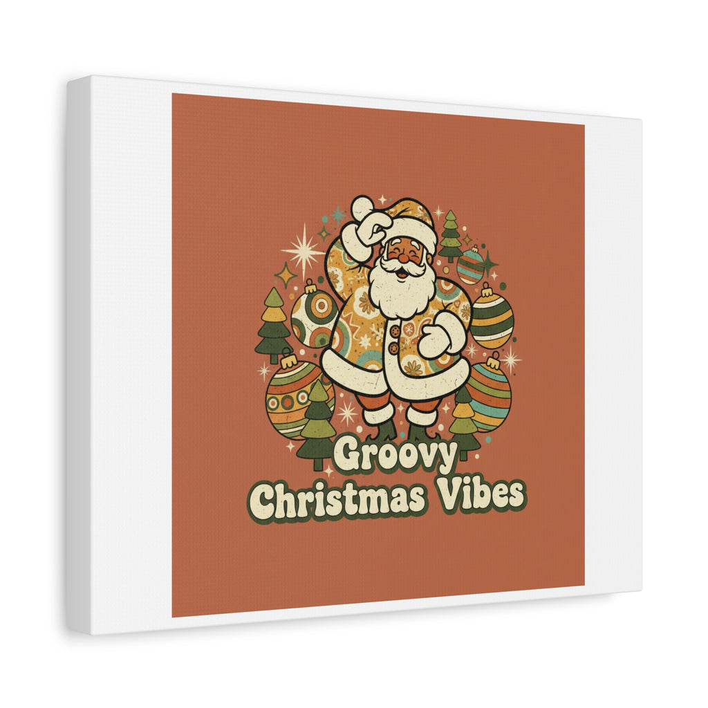 Groovy Christmas Vibes Canvas | 1970s Retro Holiday Art, Vintage Noel