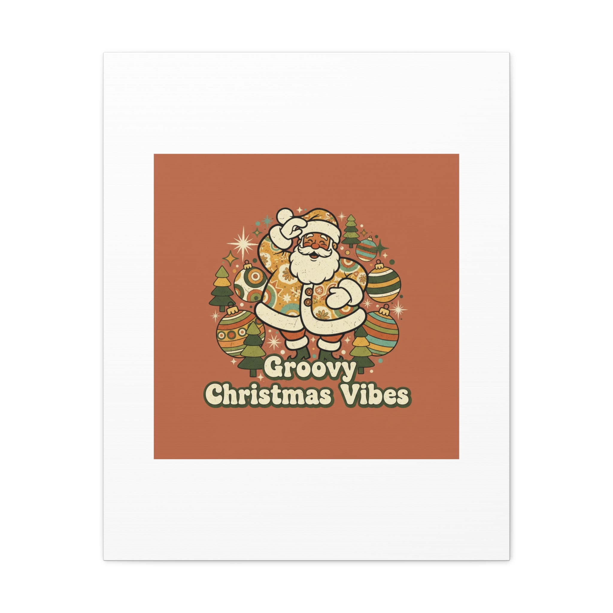 Groovy Christmas Vibes Canvas | 1970s Retro Holiday Art, Vintage Noel
